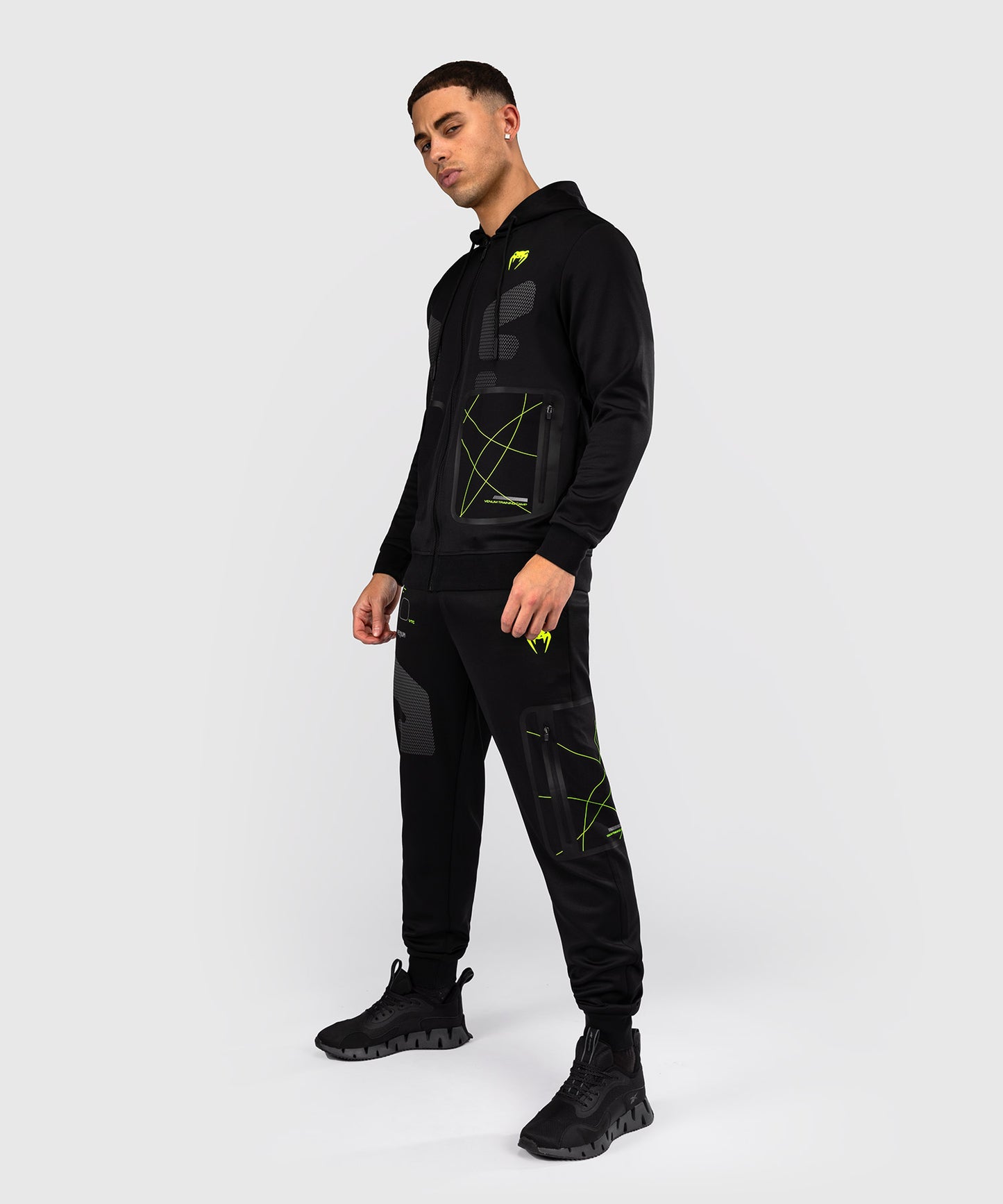 Venum Training Camp 4.0 Felpa con cappuccio con zip intera - Nero/Neo Green