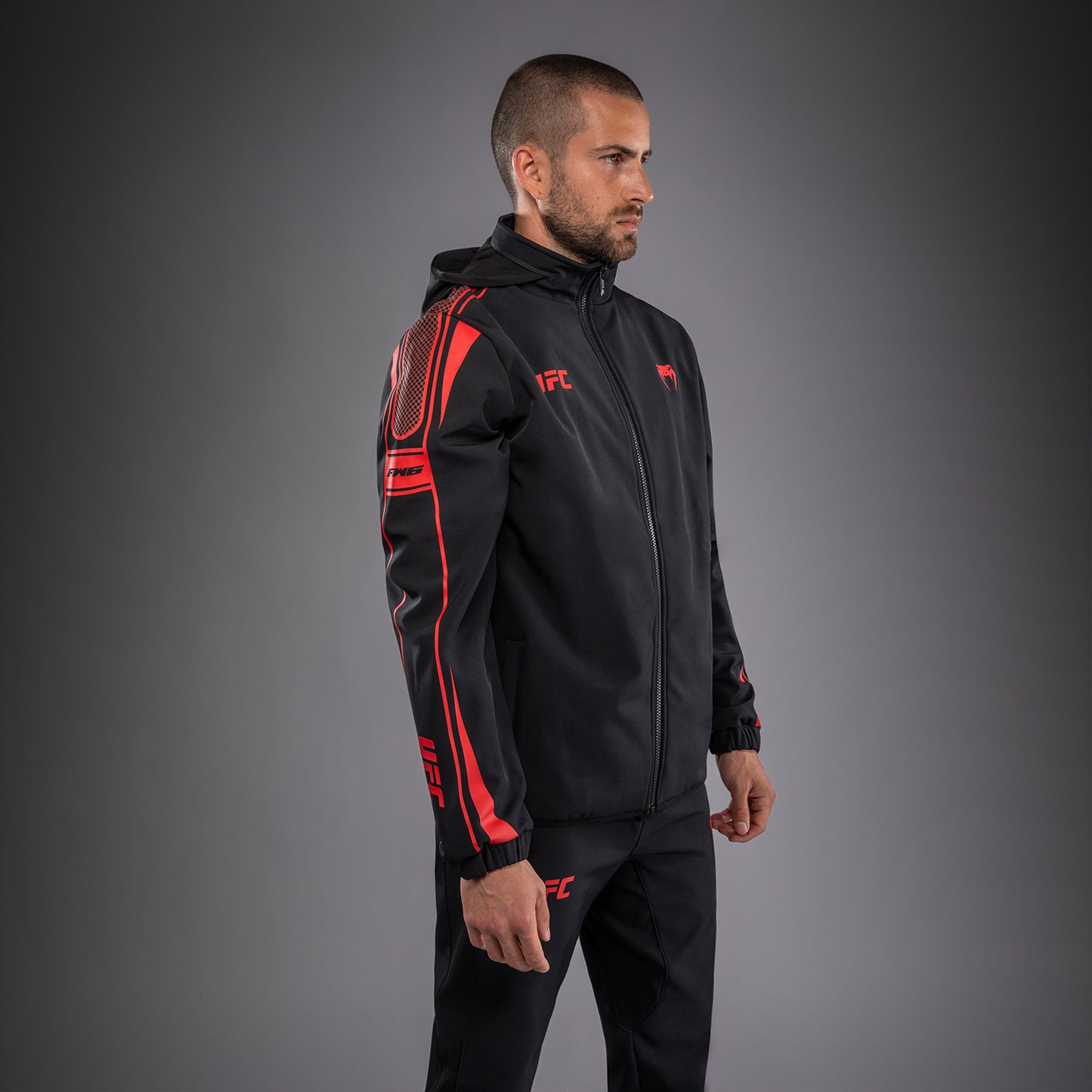 Venum UFC Unity by Venum Authentic Fight Week Felpa con Cappuccio e Zip da Uomo - Nero