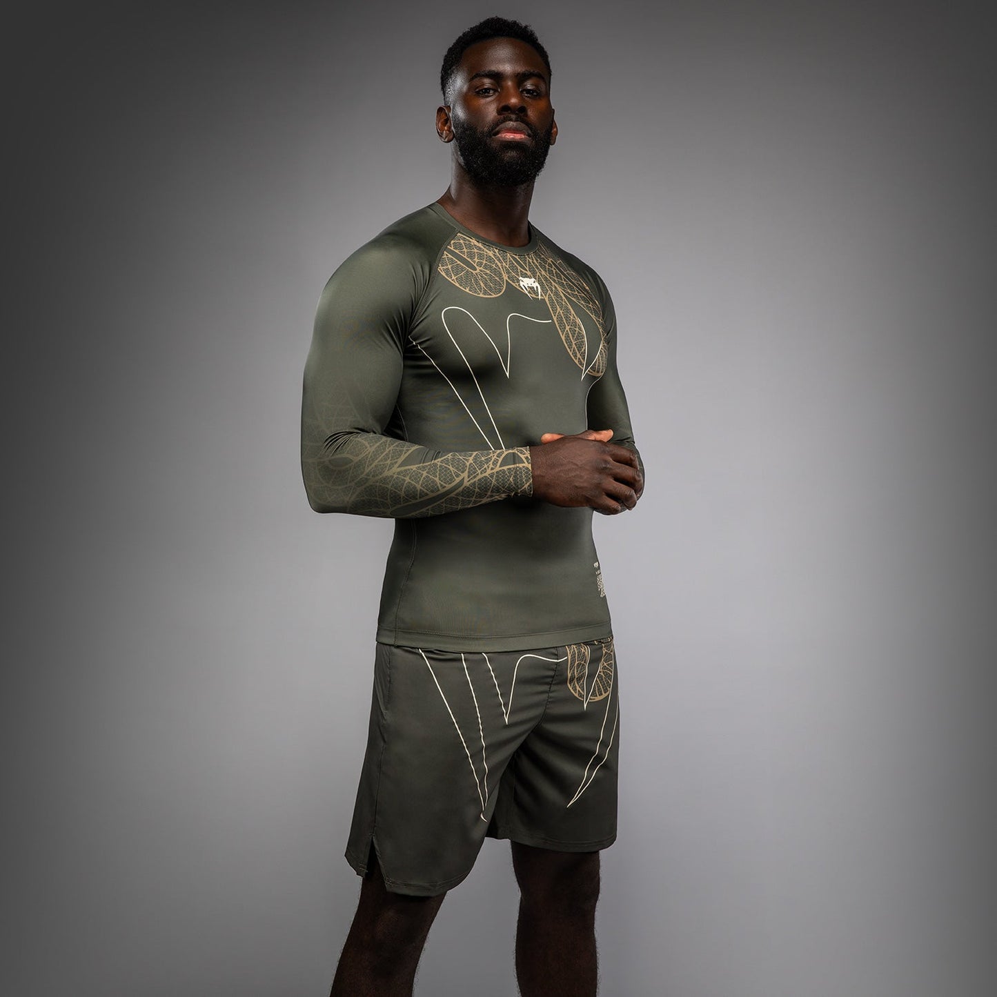 Venum Serpenti Rashguard a maniche lunghe – Kaki/Bronzo/Avorio