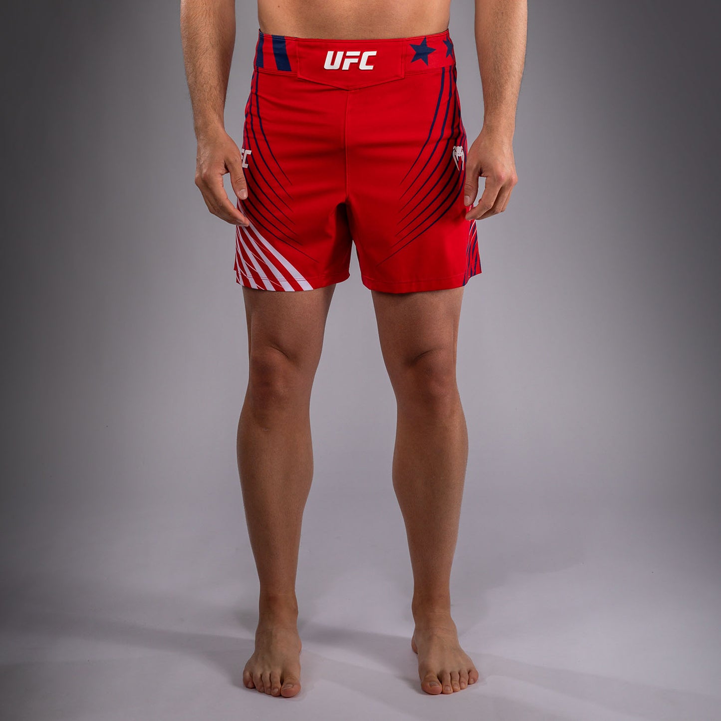 Official UFC Freedom 250 by Venum Personalizzato Authentic Fight Night Pantaloncini da combattimento taglio corto da uomo - Rosso