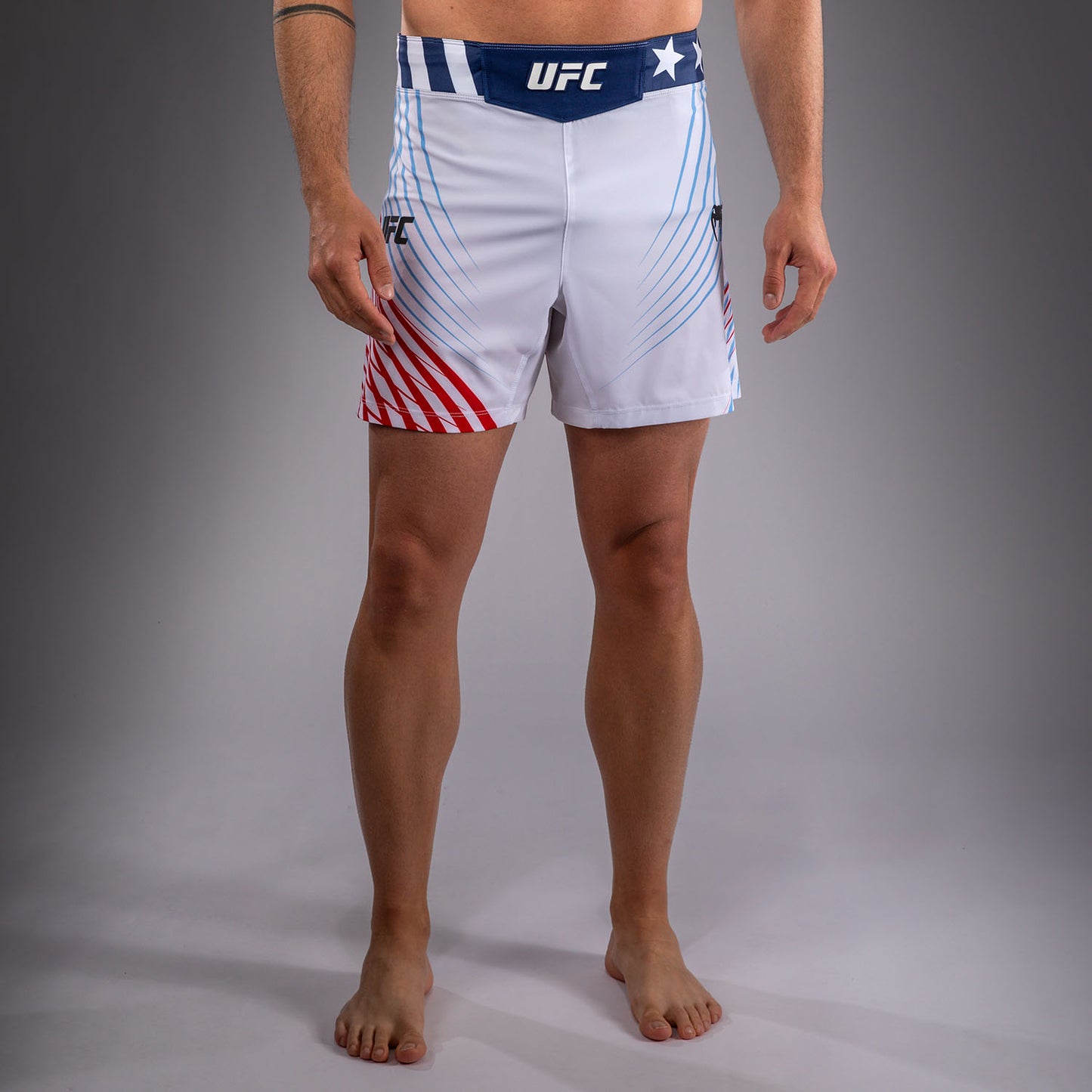 Official UFC Freedom 250 by Venum Personalizzato Authentic Fight Night Pantaloncini da combattimento taglio corto da uomo - Bianco