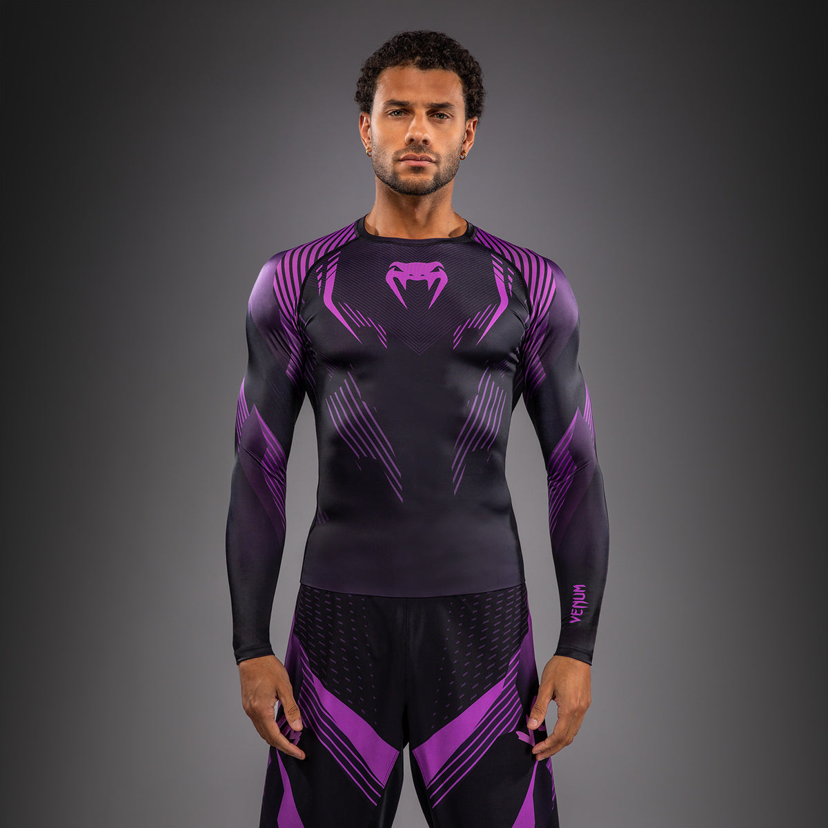Venum No-Gi 6.0 Rashguard a Maniche Lunghe - Nero/Viola