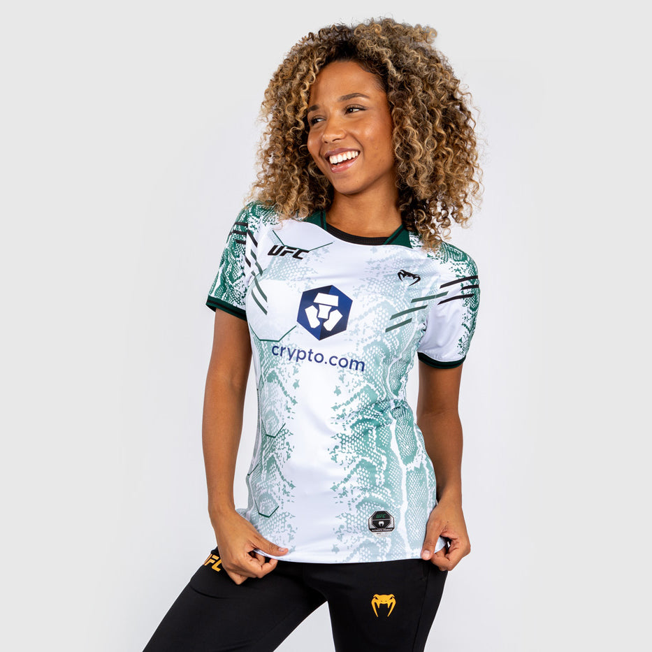 UFC Adrenaline by Venum Personalized Authentic Fight Night Maglia Walkout donna - Emerald Edition - bianco/verde