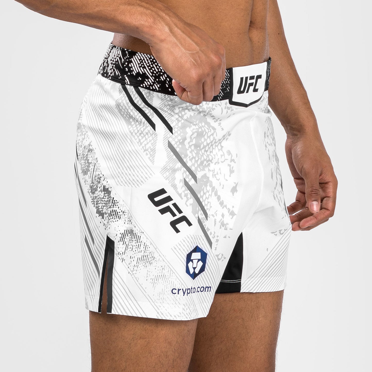Pantaloncini da combattimento UFC Adrenaline by Venum personalizzati Authentic Fight Night Uomo - Short Fit – Bianco