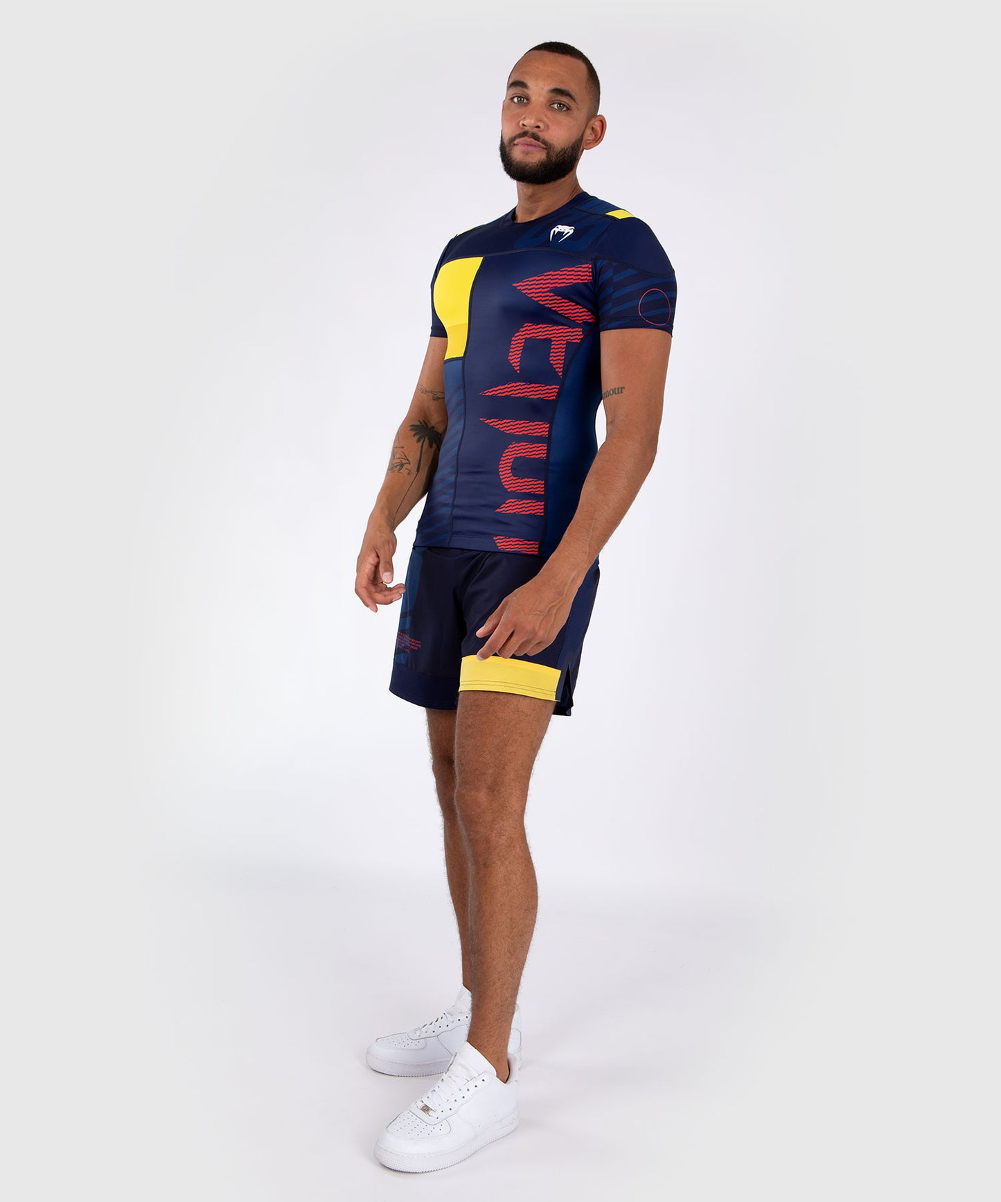 Venum Sport 05 Maglietta a Compressione a Maniche Corte - Blu/Giallo