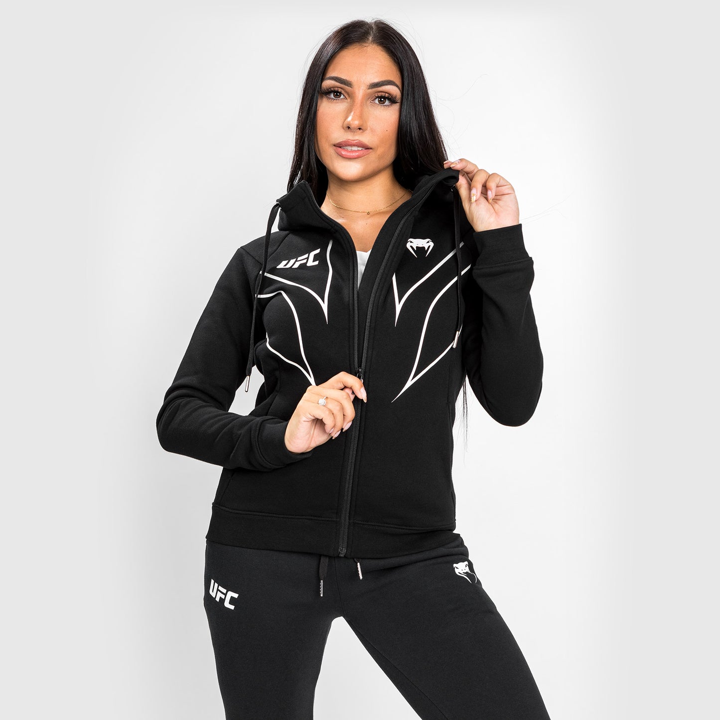UFC Venum Fight Night 2.0 Replica Felpa con cappuccio a zip da donna - Nero