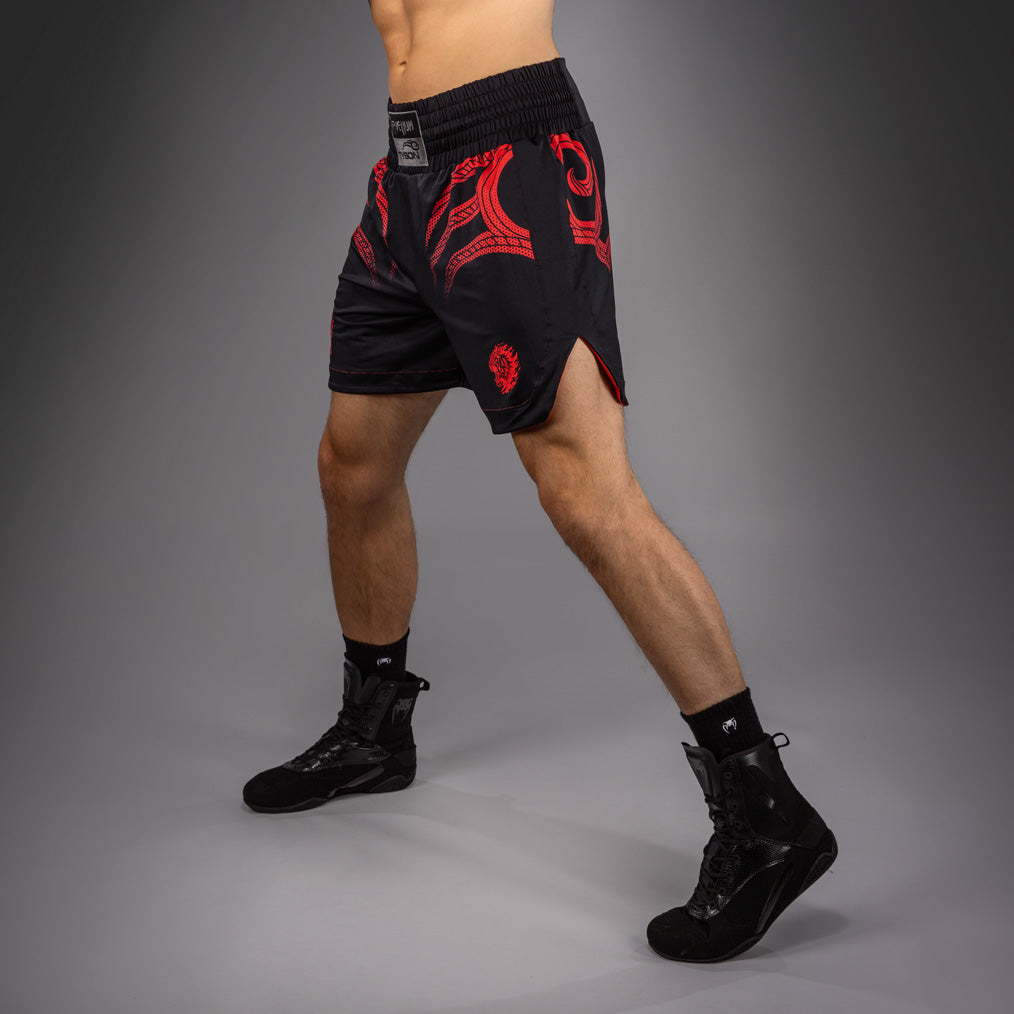 Venum x Mike Tyson Tiger Pantaloncini da Boxe - Nero Profondo/Rosso Intenso