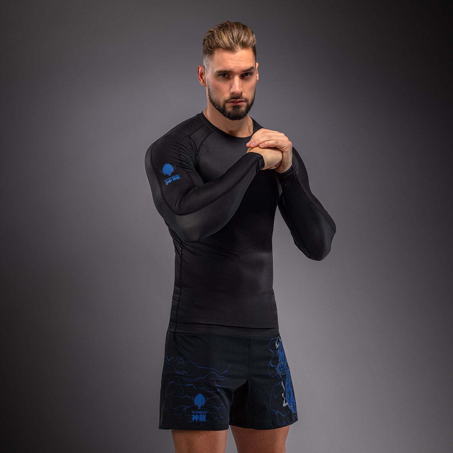Venum Thunder Dragon Rashguard a Maniche Lunghe – Nero/Blu Reale