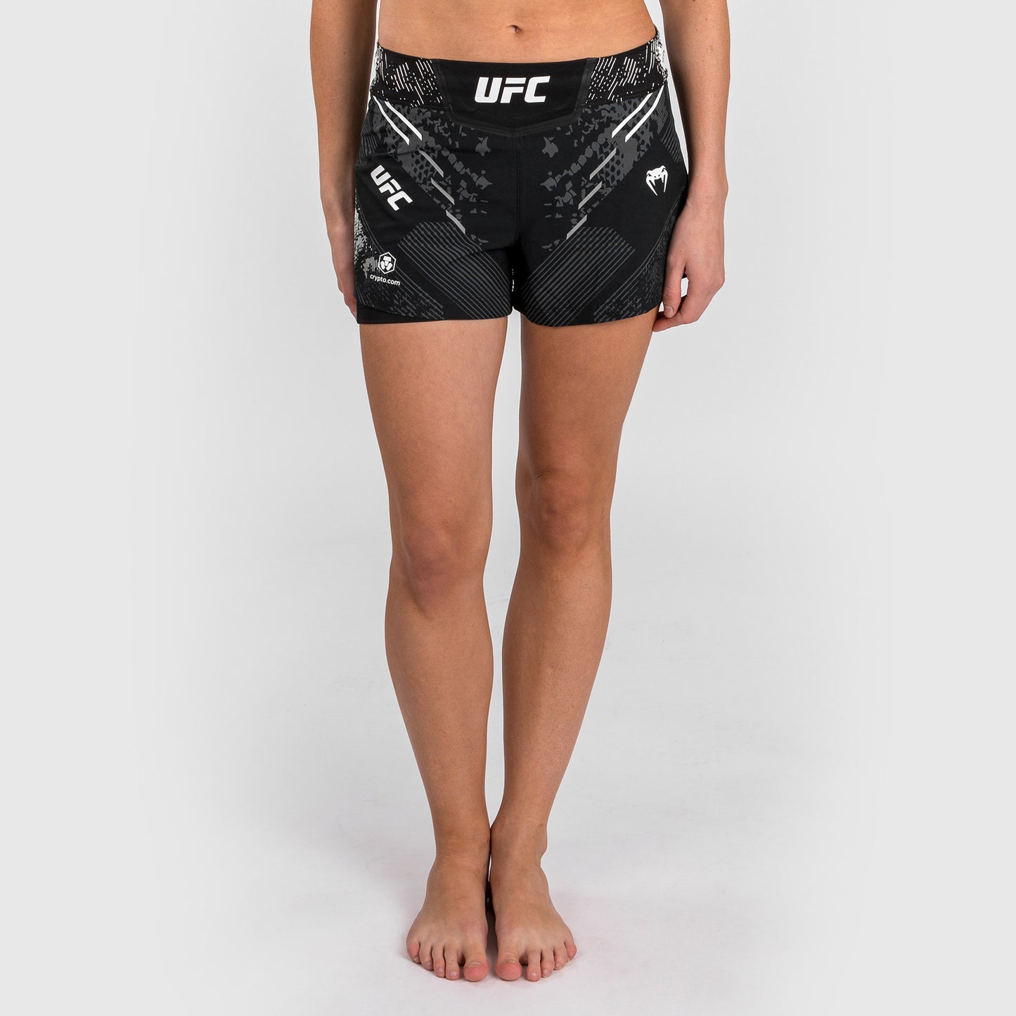 Pantaloncini da combattimento da donna UFC Adrenaline by Venum personalizzati Authentic Fight Night - Nero