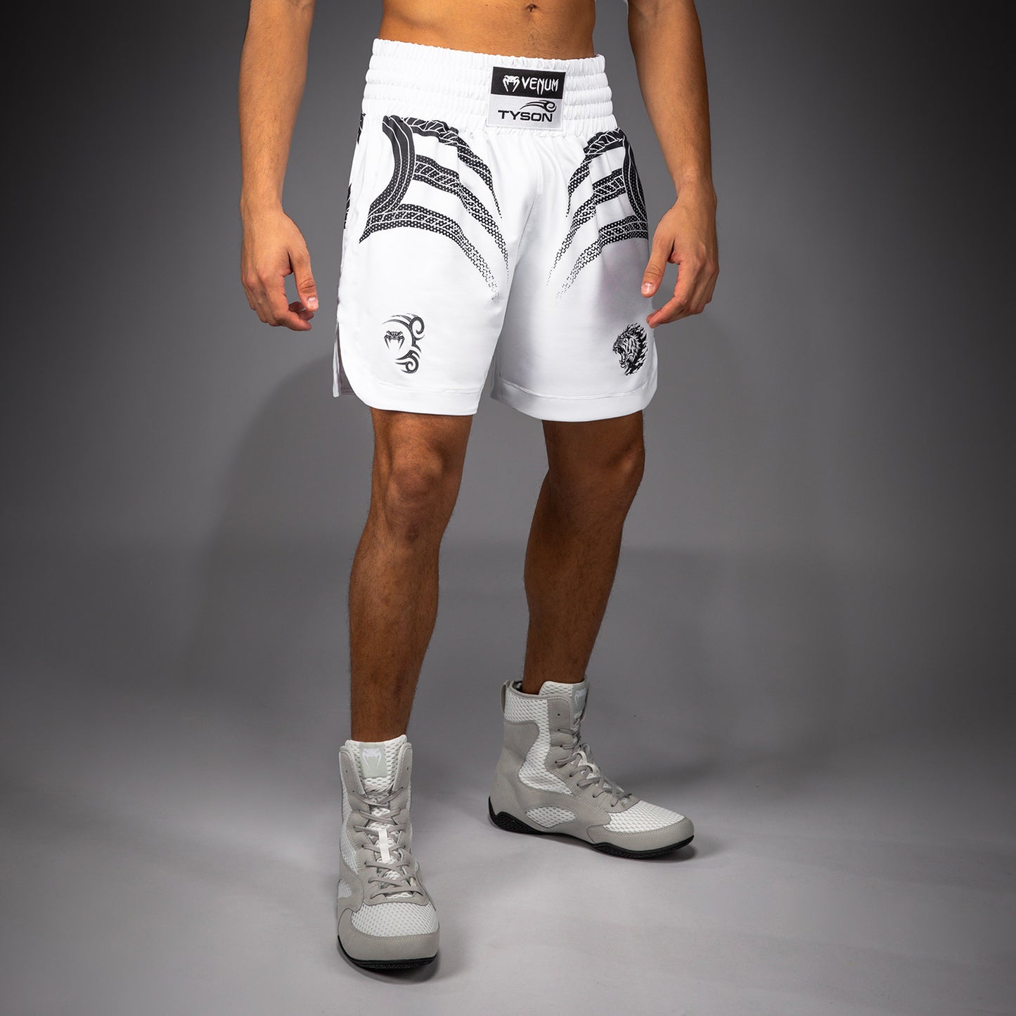 Venum x Mike Tyson Tiger Pantaloncini da boxe - Bianco ottico/Nero profondo
