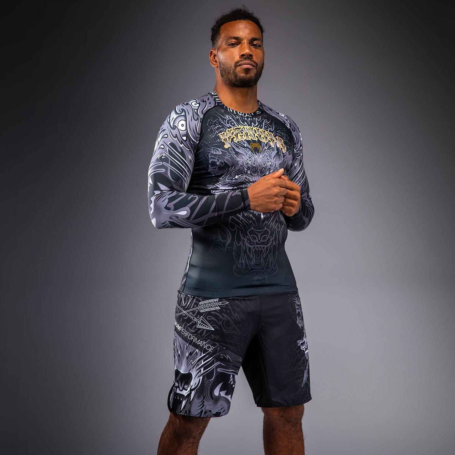 Venum Wolf Atak Rashguard a Maniche Lunghe – Nero/Grigio