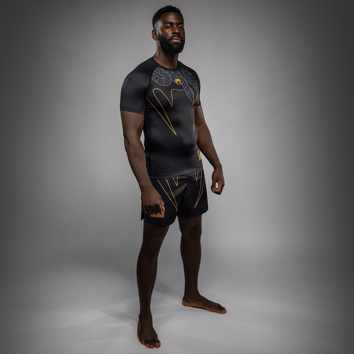 Venum Serpenti Rashguard a maniche corte – Nero/Argento/Oro