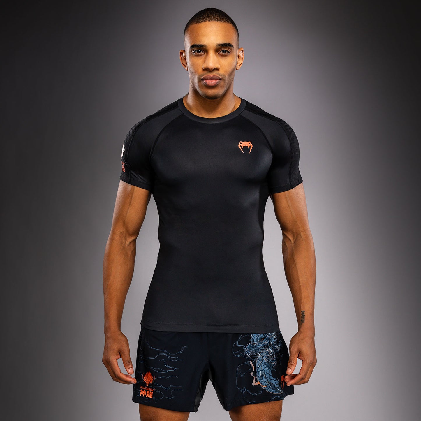 Venum Thunder Dragon Rashguard a Maniche Corte – Nero/Grigio/Rame