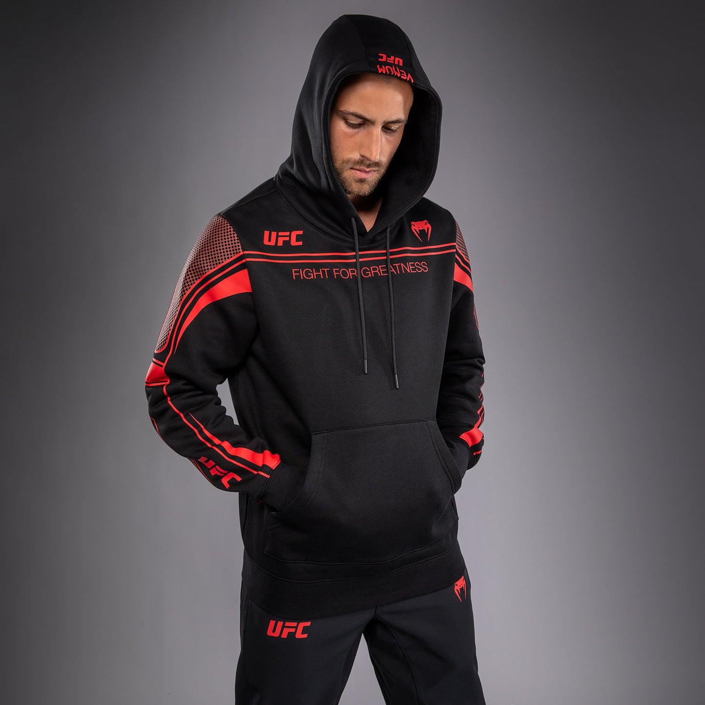 Venum UFC Unity by Venum Authentic Fight Week Felpa con Cappuccio da Uomo - Nero