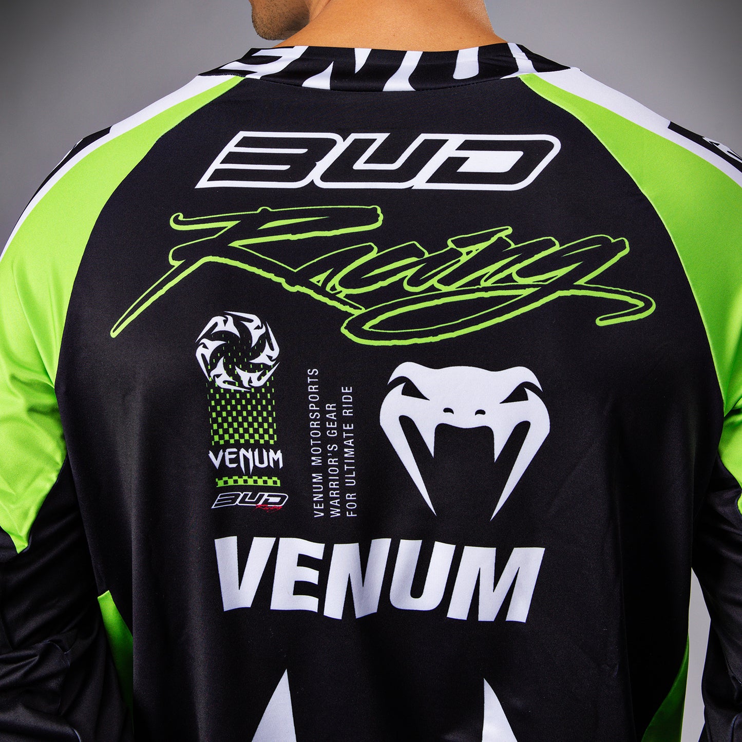 Venum x Bud Racing Maglietta Dry-Tech Uomo - Nero/Bianco/Verde lime