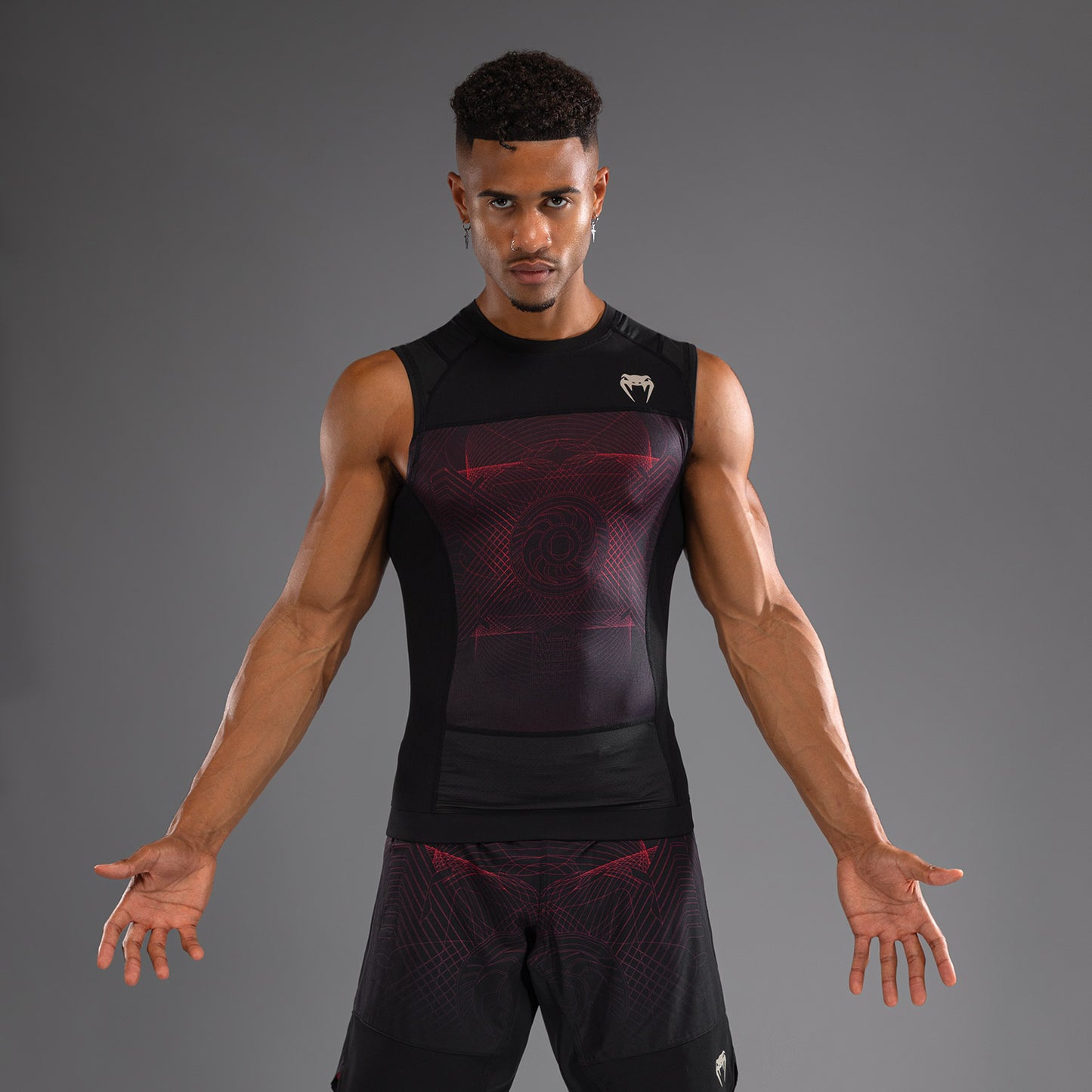 Venum G-Fit Air Rashguard Senza Maniche - Nero Profondo/Rosso Fuoco