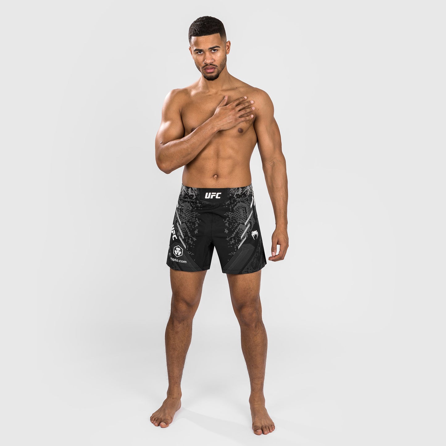 Pantaloncini da combattimento UFC Adrenaline by Venum personalizzati Authentic Fight Night Uomo - Short Fit – Nero