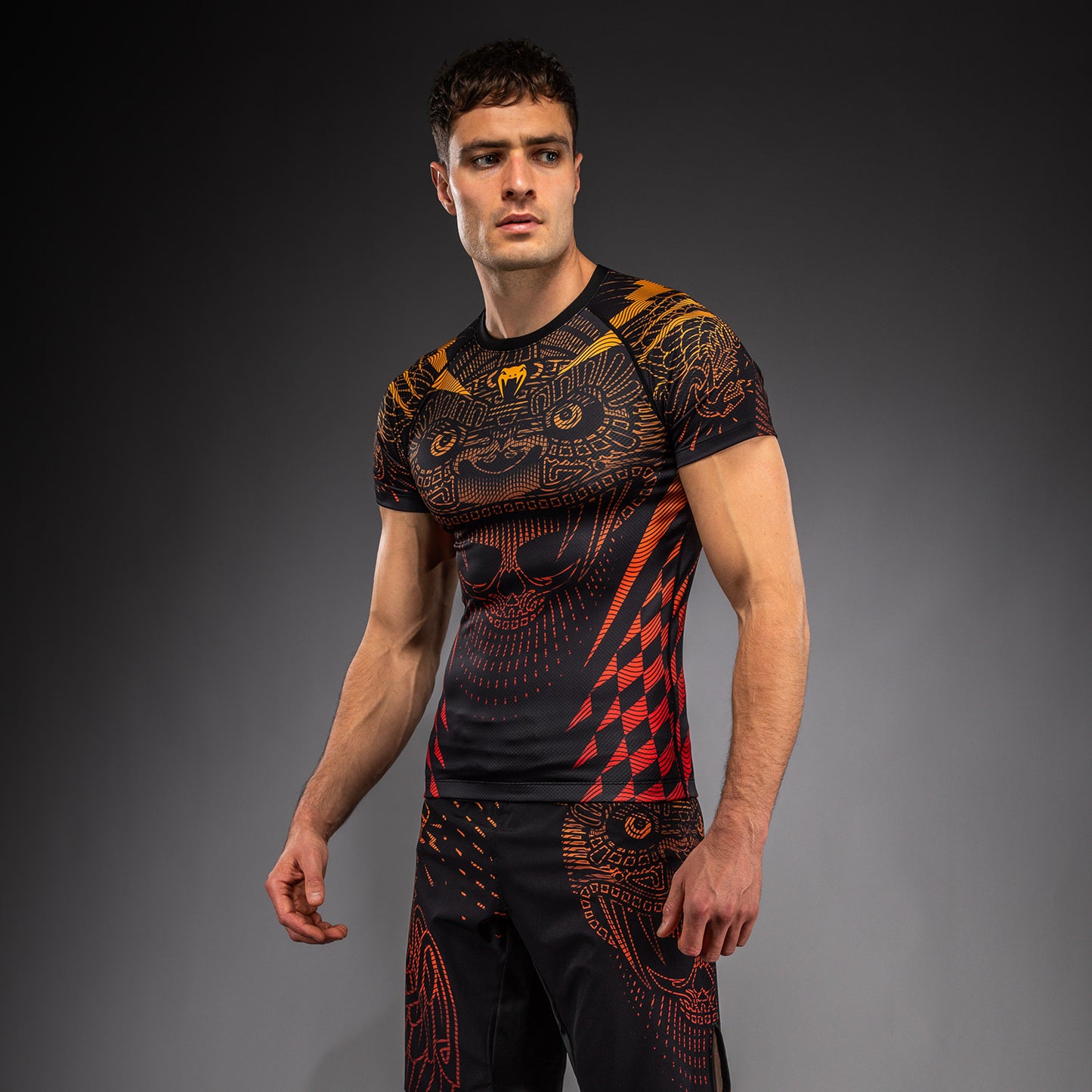Venum Quetzal Fury Rashguard a Maniche Corte - Nero/Rosso Fury/Arancione