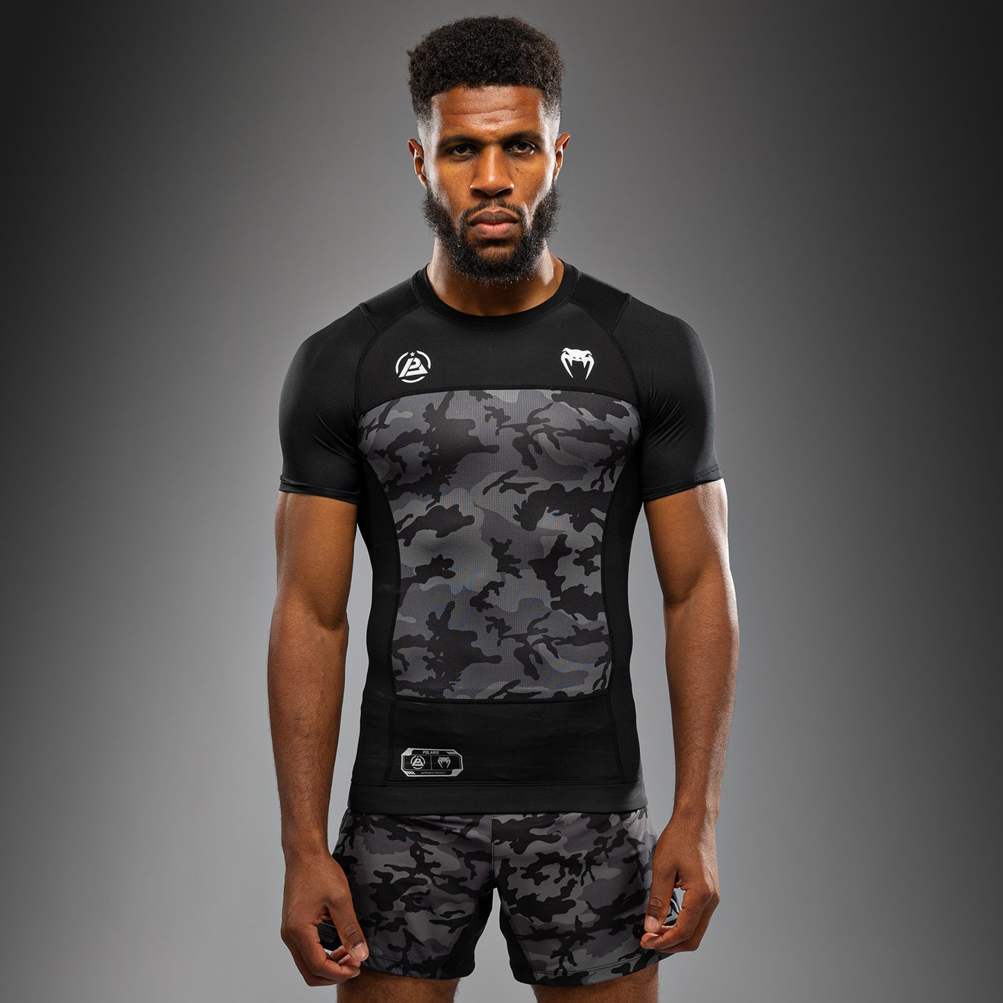 Venum x Polaris Maglia a Maniche Corte Rashguard - Nero/Grigio Tempesta