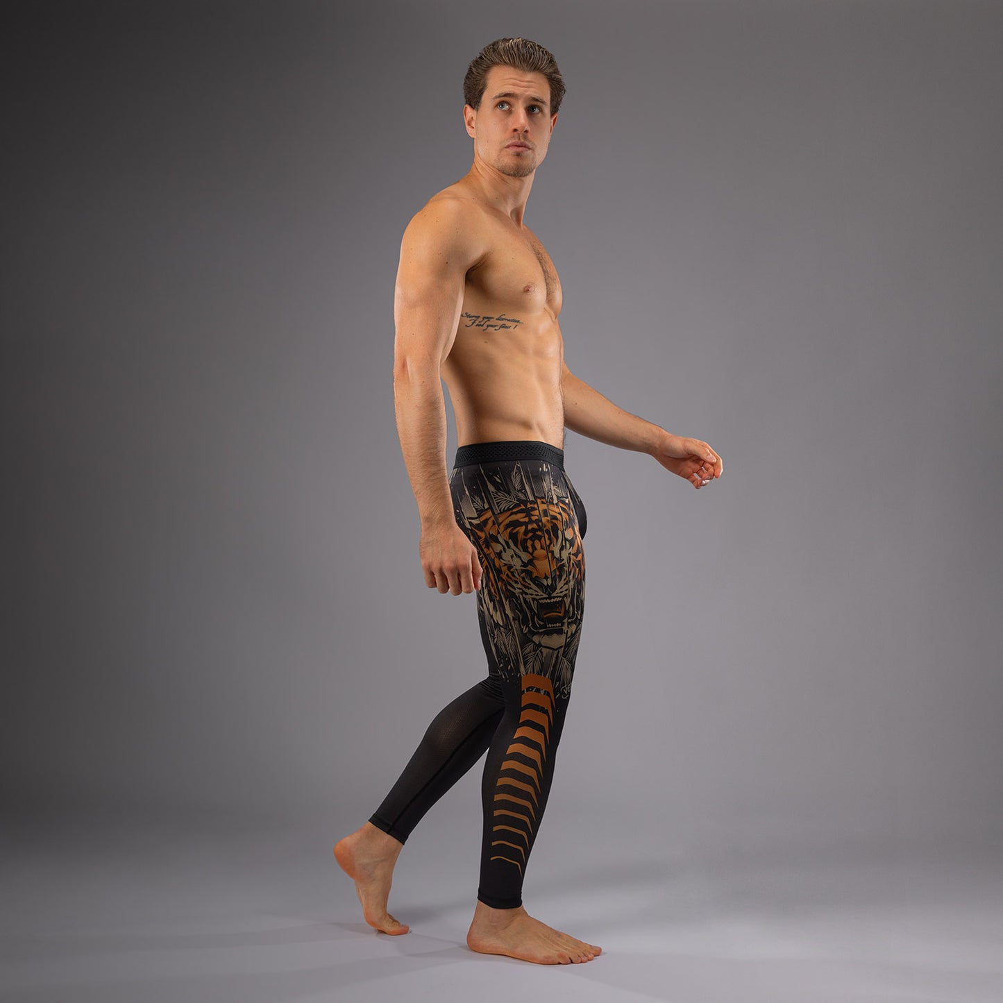 Venum Tiger Pantaloni a compressione Uomo - Nero/Arancione Neon