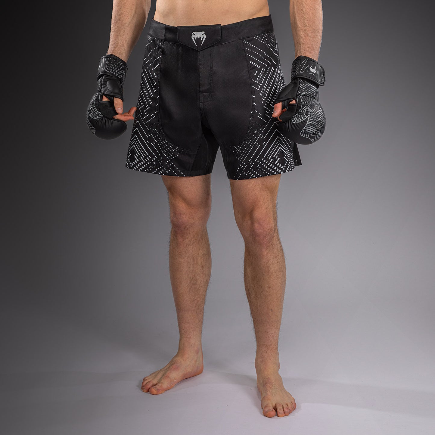 Venum Midnight Fury Pantaloncini da Combattimento – Nero/Grigio/Argento