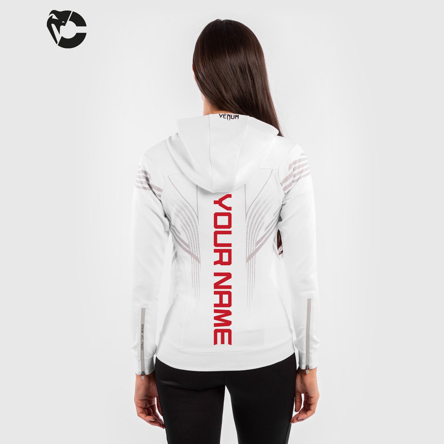 Felpa Con Cappuccio Walkout Donna Personalizzata UFC Venum Authentic Fight Night - Bianco