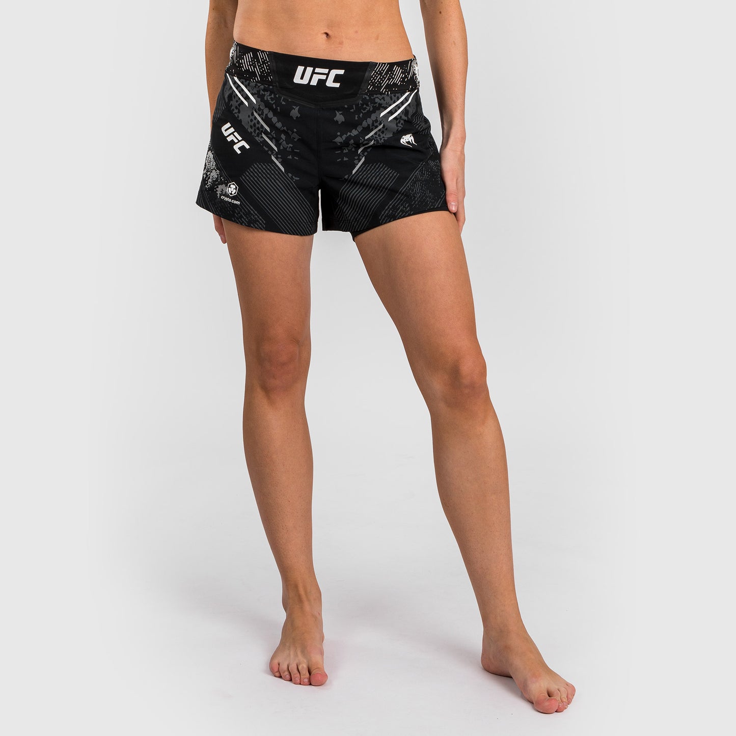 Pantaloncini da combattimento da donna UFC Adrenaline by Venum personalizzati Authentic Fight Night - Nero