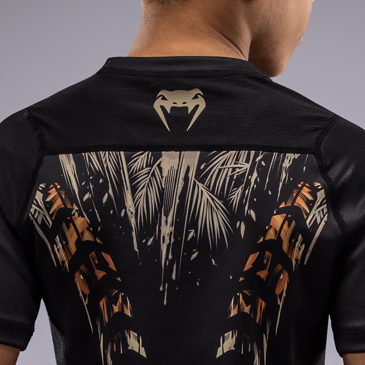 Venum Tiger Rashguard Maniche Corte Bambini - Nero/Arancione Neon