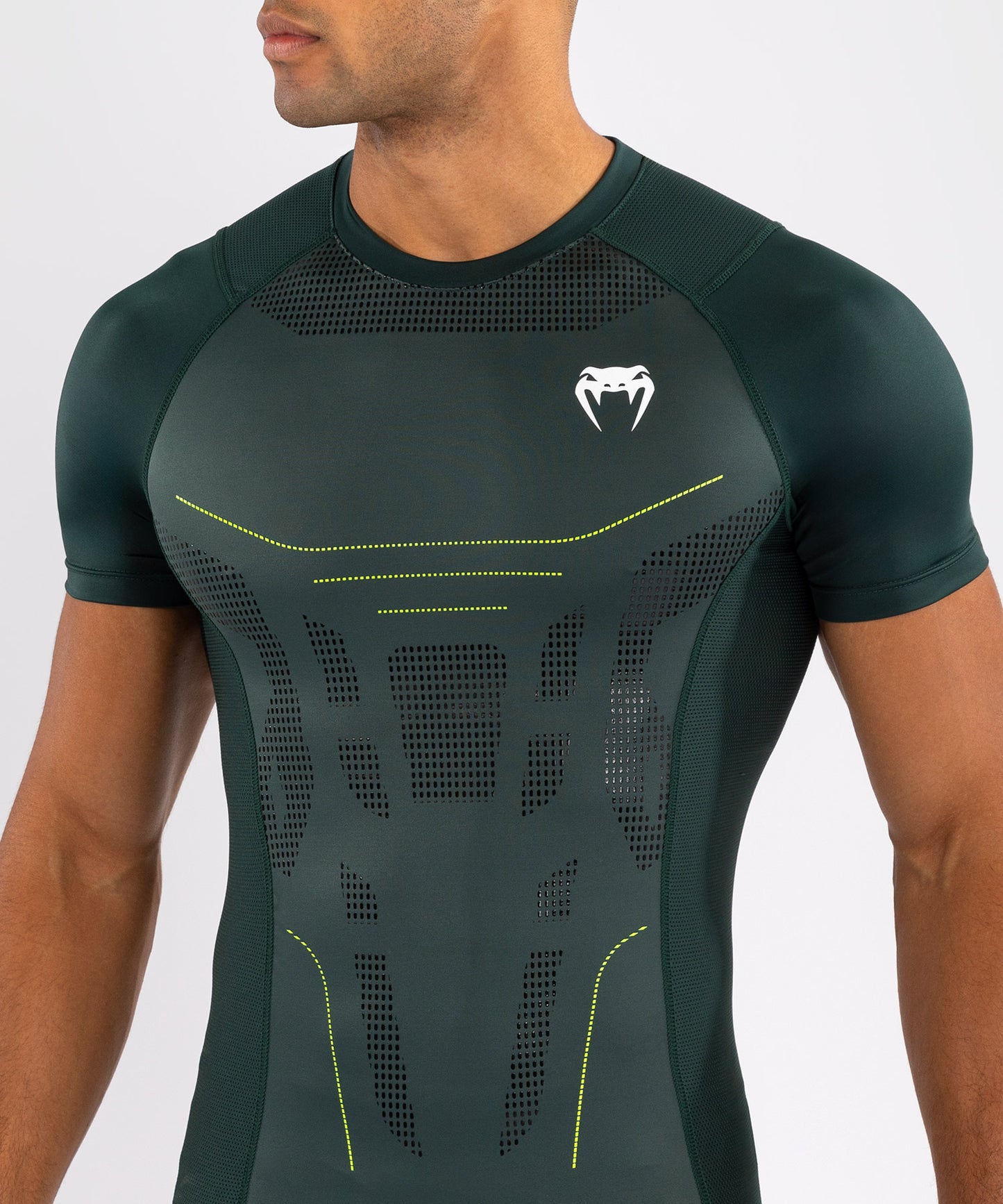 Venum Technical 3.0 Maglia a Maniche Corte Rashguard - Verde Foresta