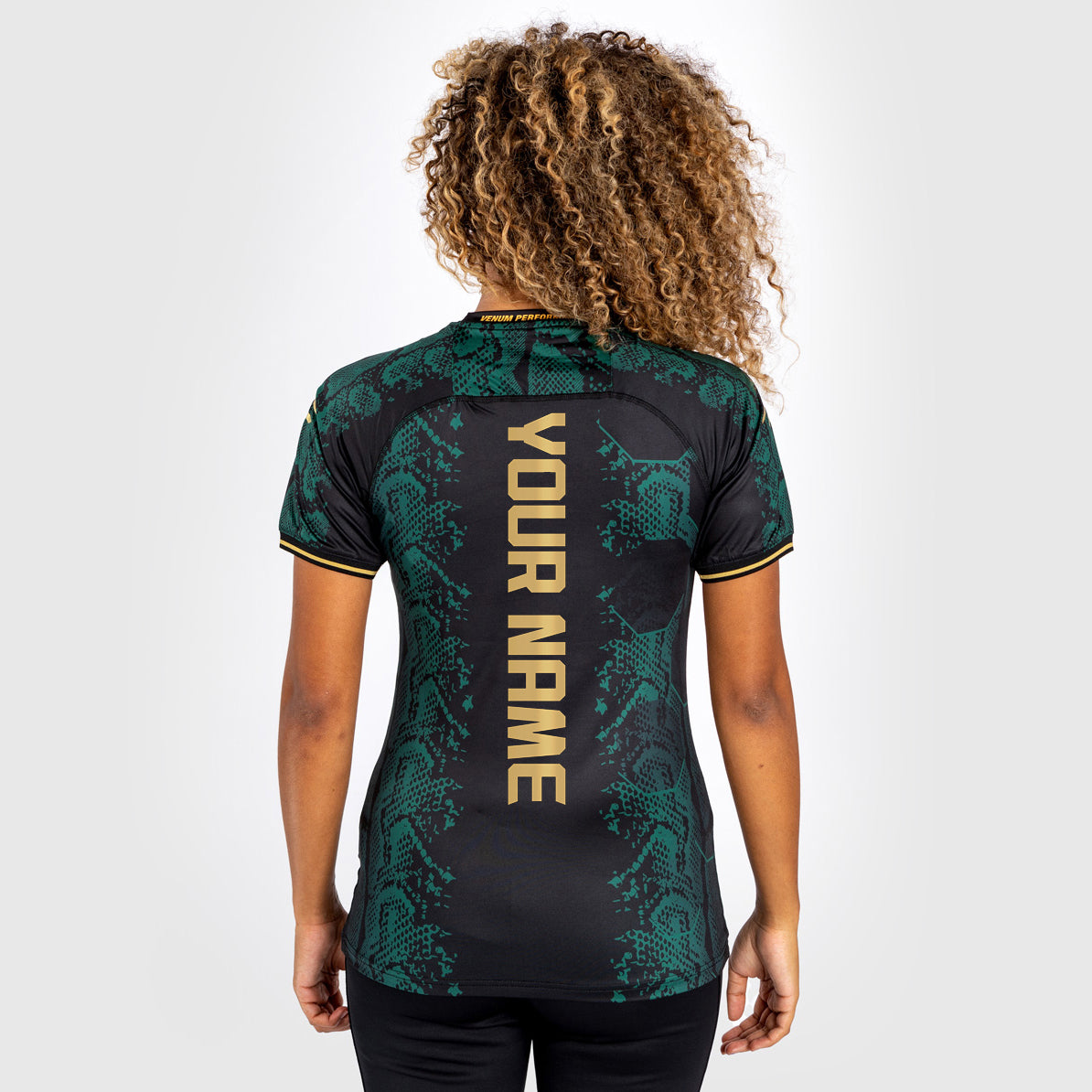 UFC Adrenaline by Venum Personalized Authentic Fight Night Maglia Walkout da donna - Emerald Edition - verde/nero/oro