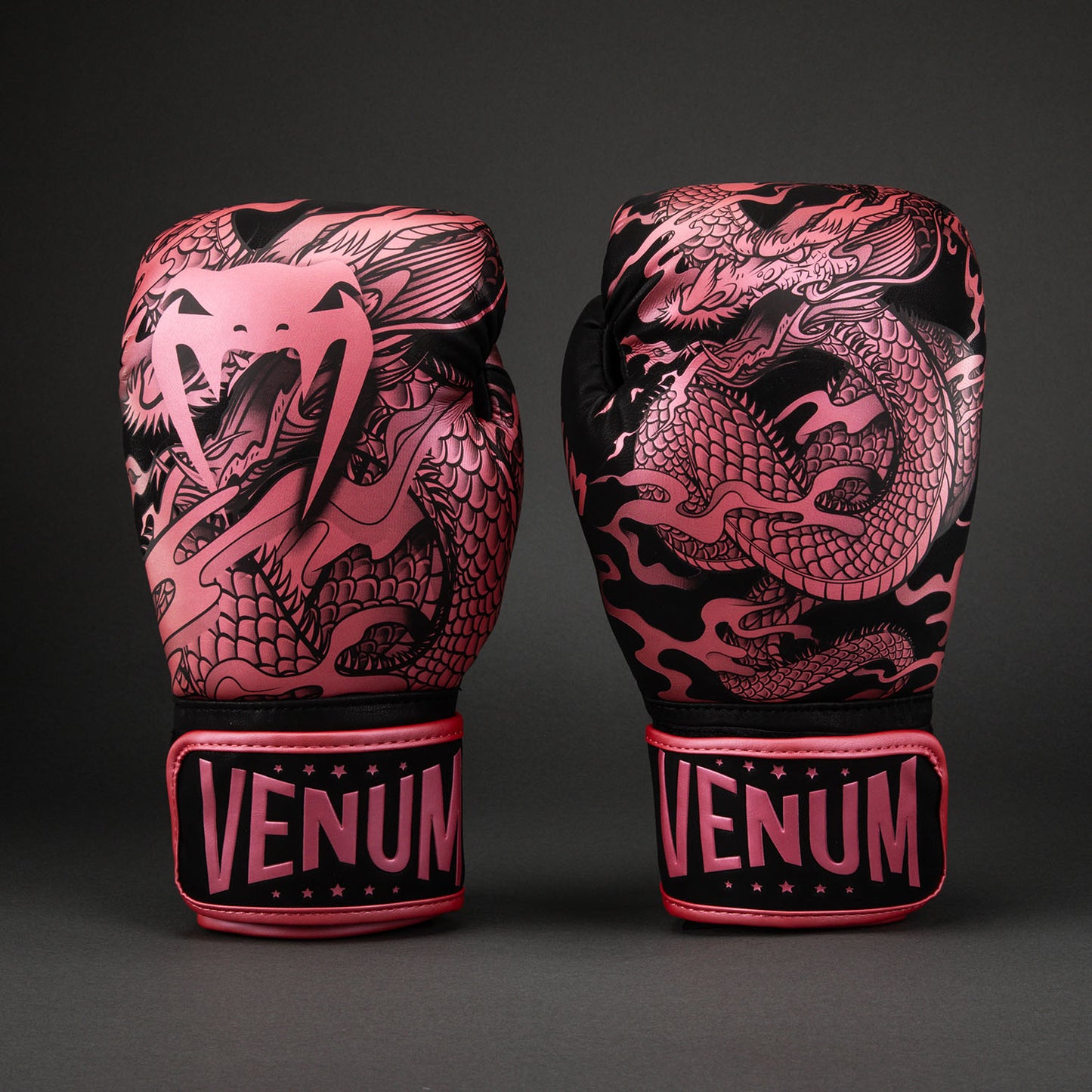 Guanti da boxe Venum Dragon's Flight - Nero / Rosa metallizzato