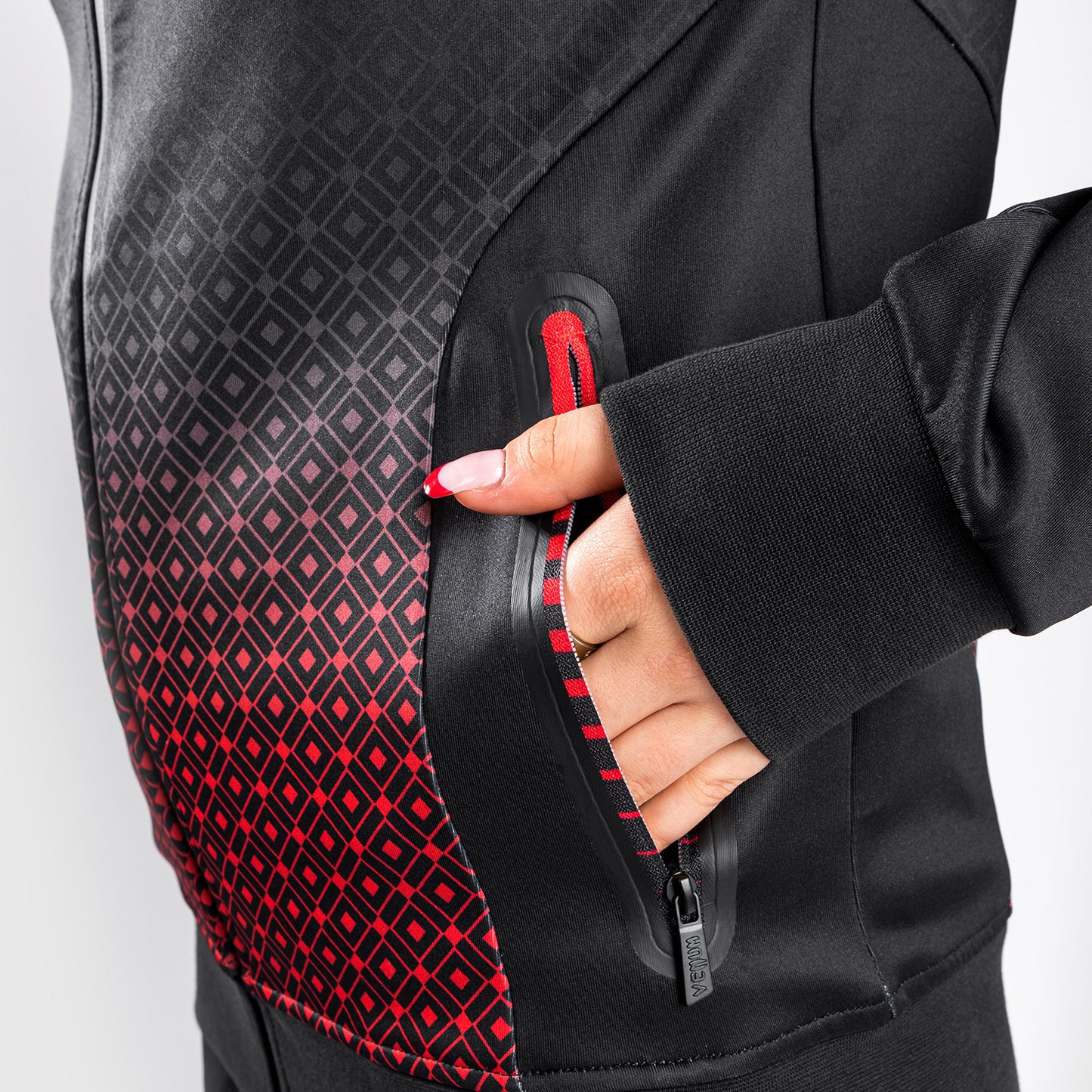 Felpa Con Cappuccio Venum UFC Performance Institute - Per Donna - Nero/Rosso