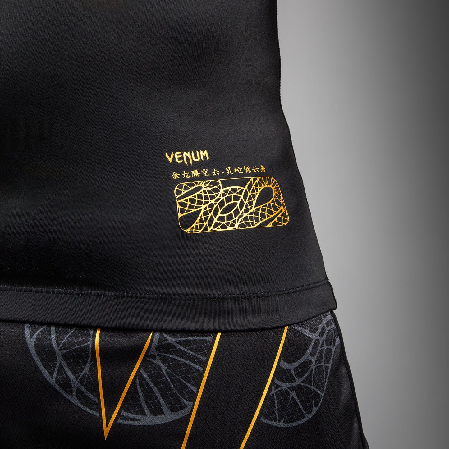 Venum Serpenti Rashguard a maniche corte – Nero/Argento/Oro