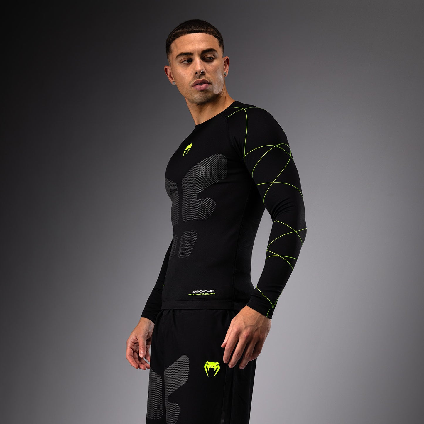 Venum Training Camp 4.0 Rashguard a maniche lunghe - Nero/Verde chiaro