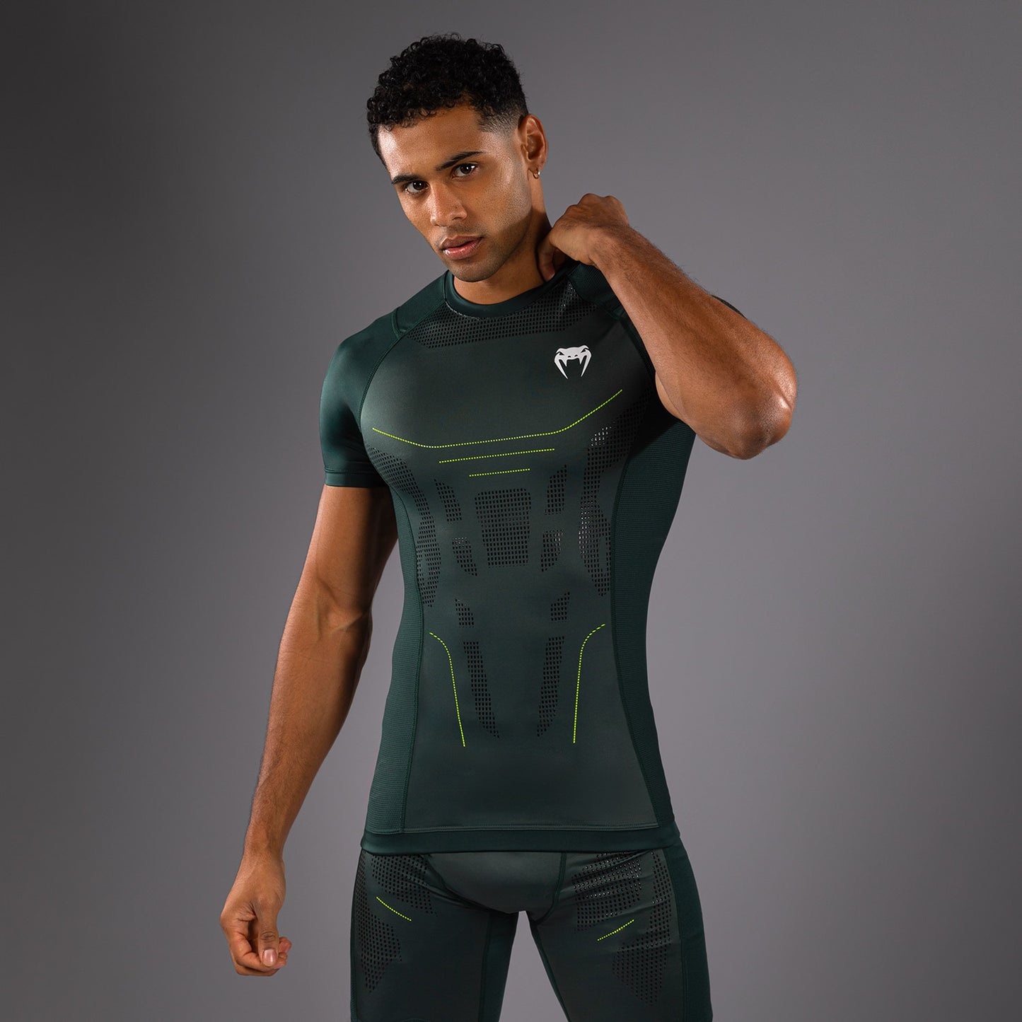Venum Technical 3.0 Rashguard a Maniche Corte - Verde Foresta