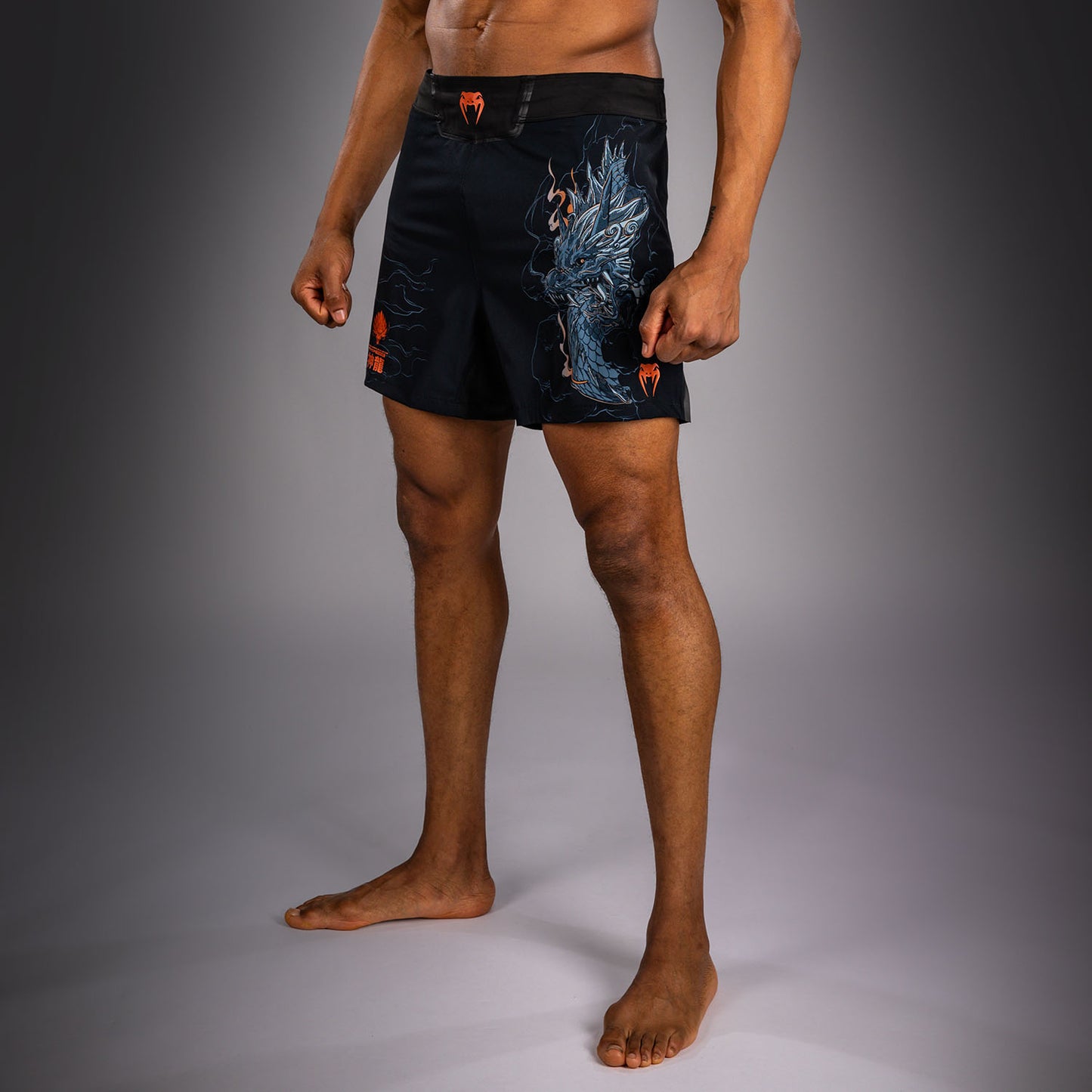 Venum Thunder Dragon Pantaloncini da Combattimento – Nero/Grigio/Rame