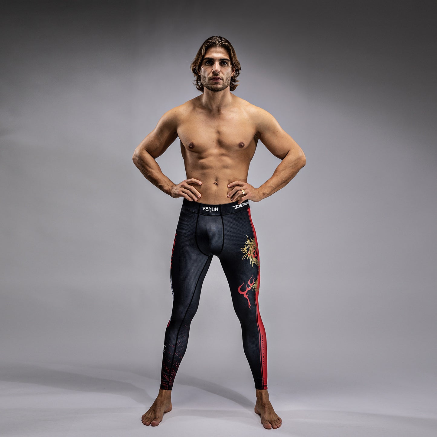 Venum x TEKKEN 8 - Marshall Law Pantaloni a compressione - Nero/Rosso/Oro