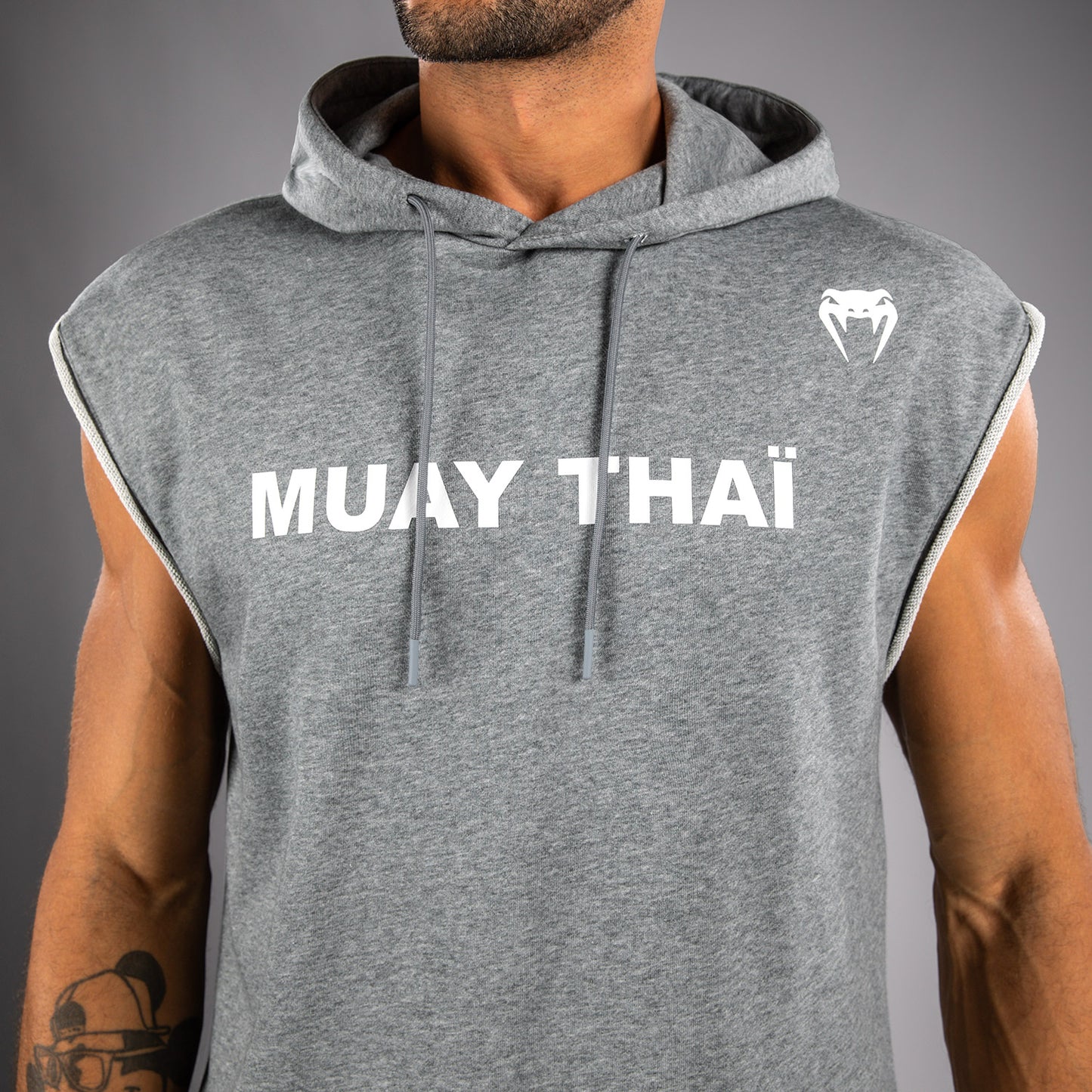 Venum Muay Thai VT Felpa con Cappuccio Senza Maniche – Grigio Mélange