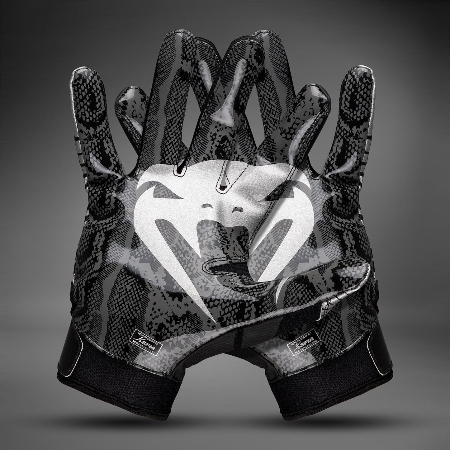 Venum Elite Guanti da Football - Nero/Argento
