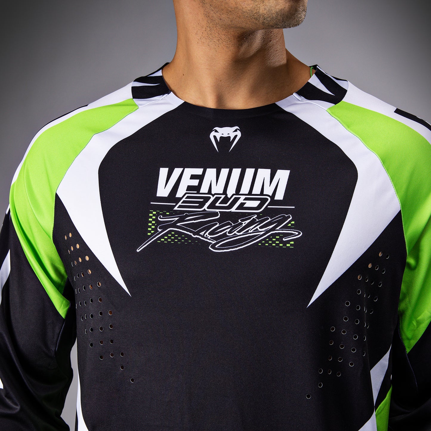 Venum x Bud Racing Maglietta Dry-Tech Uomo - Nero/Bianco/Verde lime