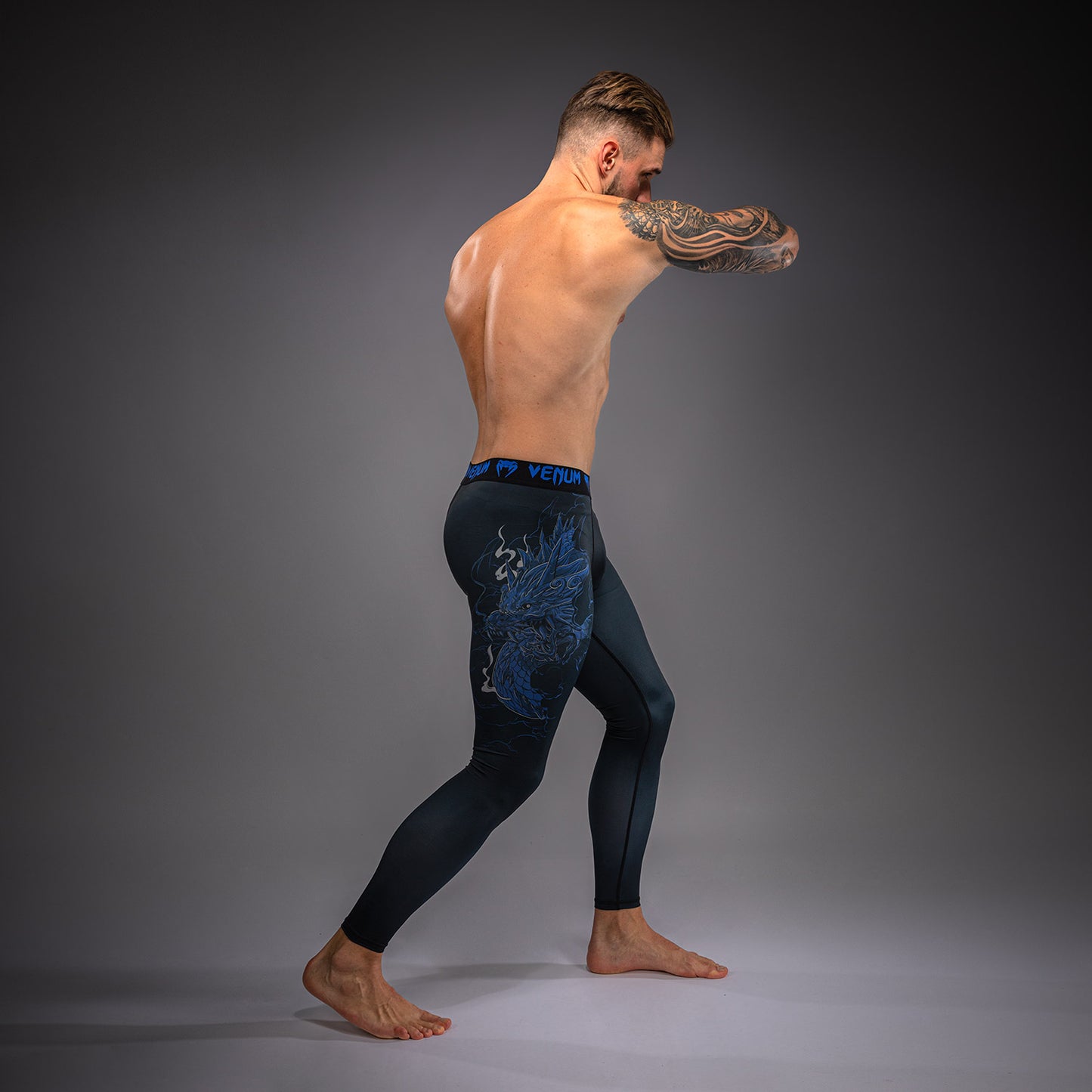 Venum Thunder Dragon Pantaloni a Compressione – Nero/Blu Reale