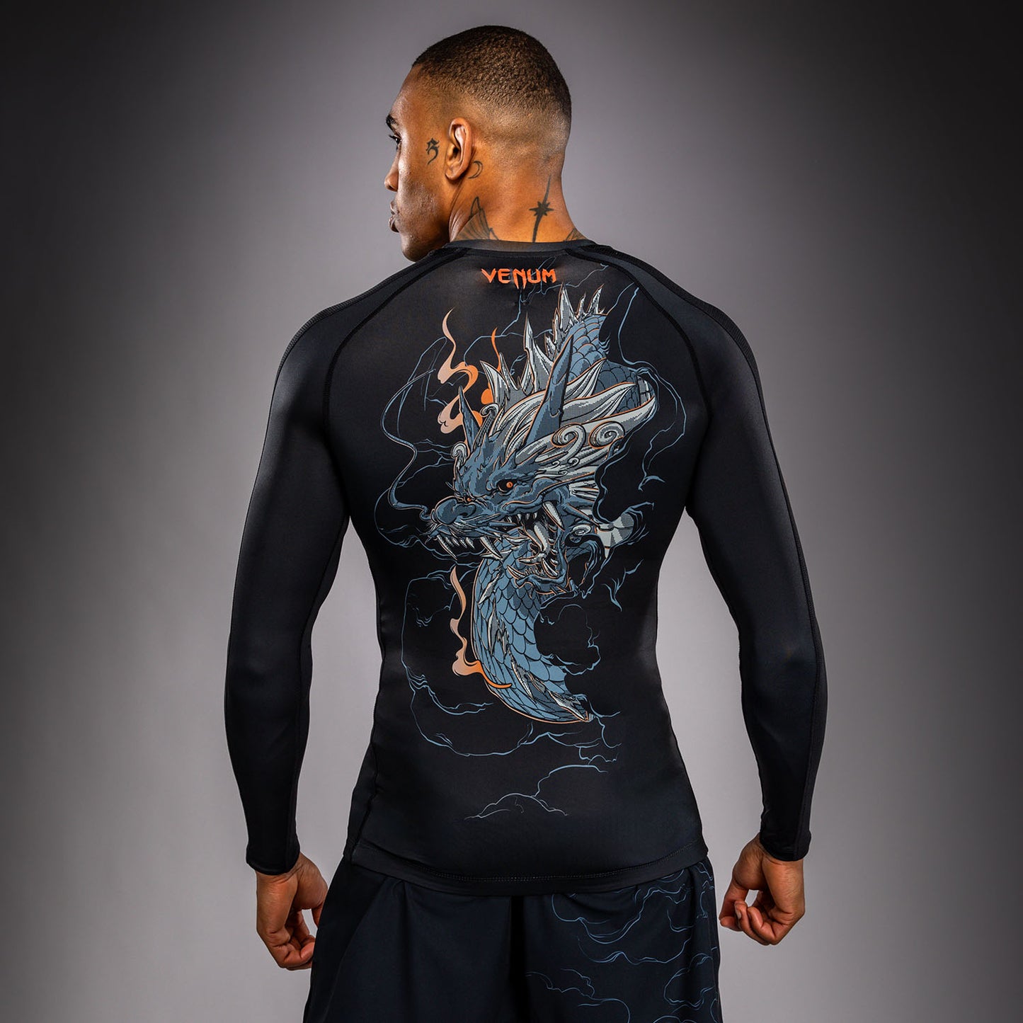 Venum Thunder Dragon Rashguard a Maniche Lunghe – Nero/Grigio/Rame