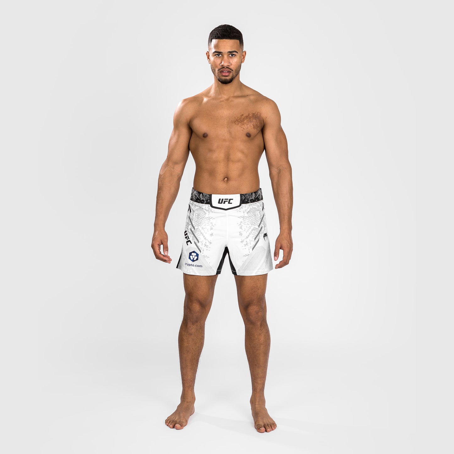 Pantaloncini da combattimento UFC Adrenaline by Venum personalizzati Authentic Fight Night Uomo - Short Fit – Bianco