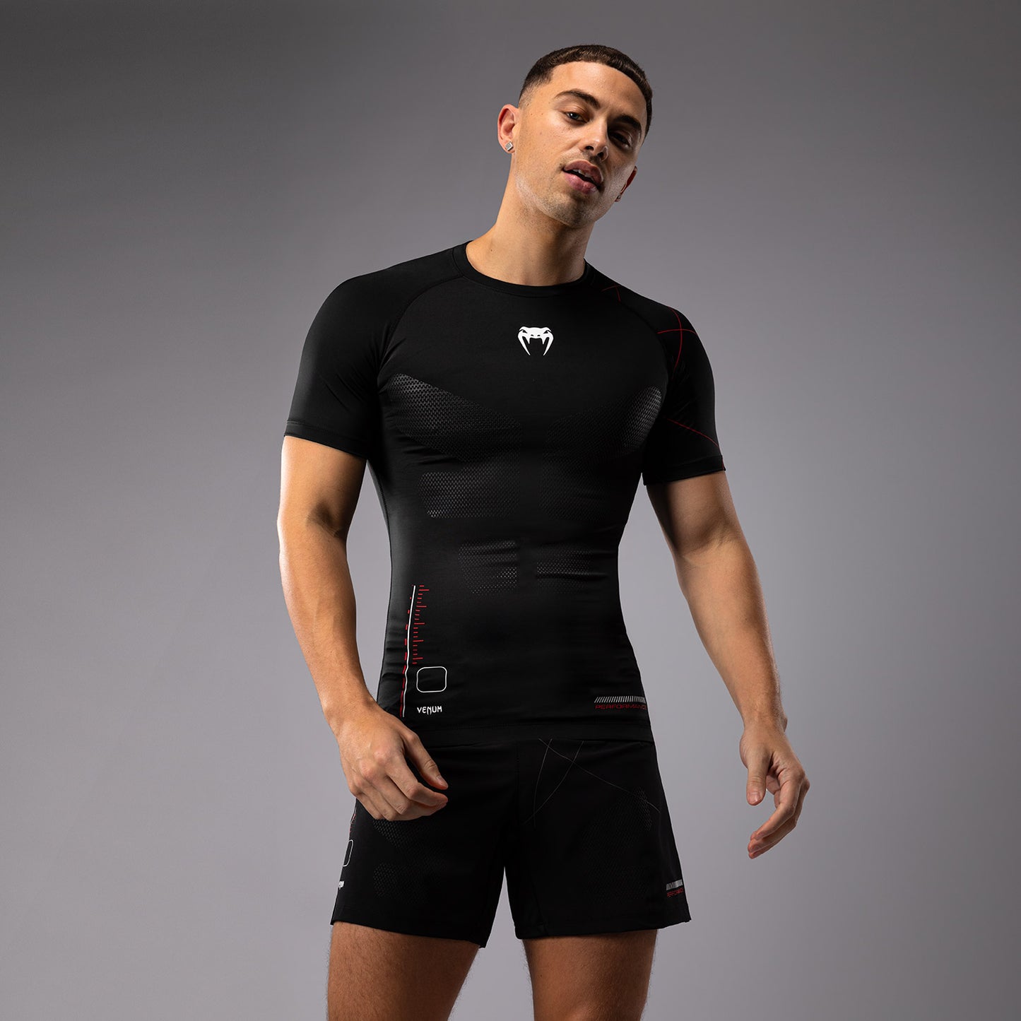 Venum Tactical XT Rashguard a maniche corte - Nero/Rosso fuoco