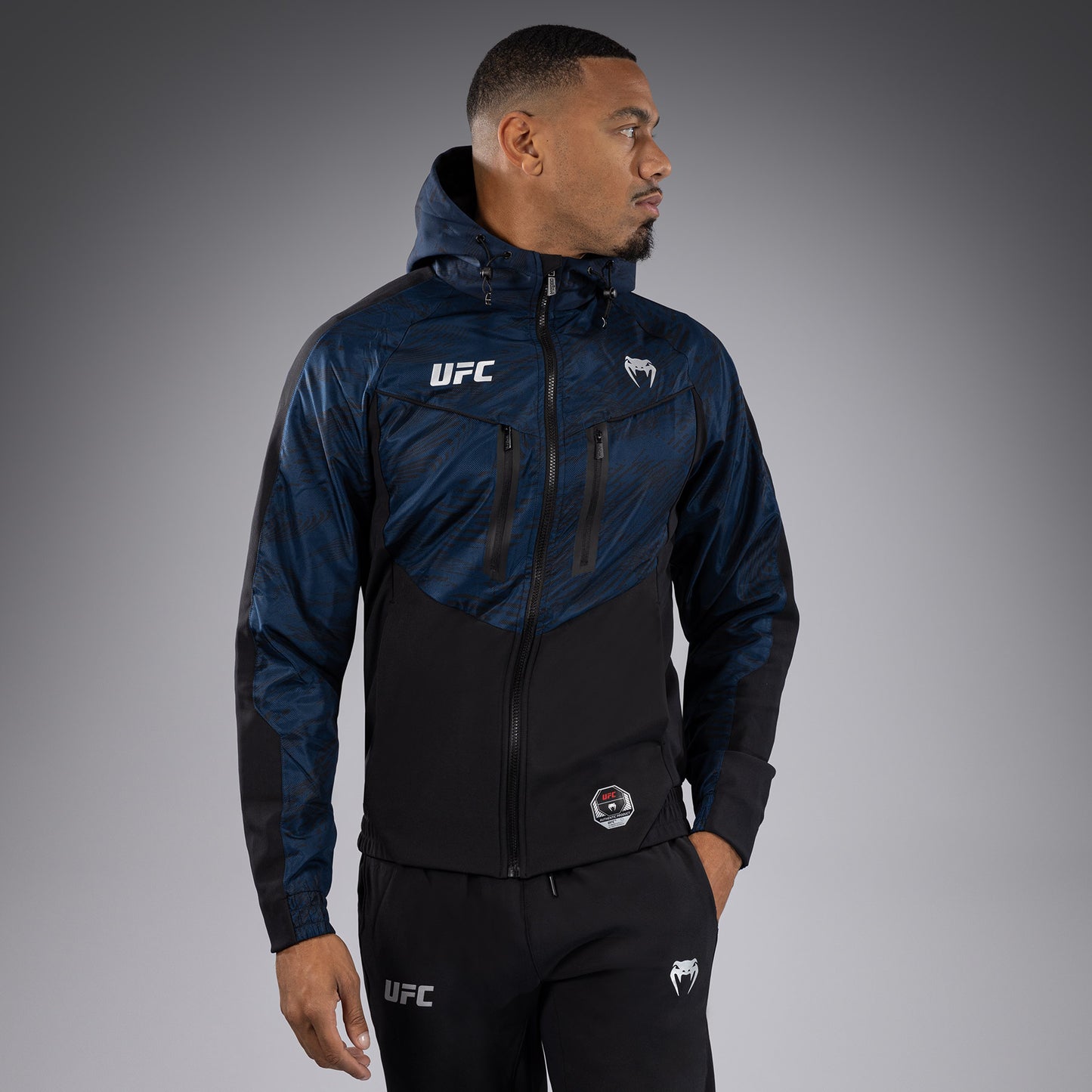 UFC Fusion by Venum Fight Week Felpa con Zip per Uomo - Blu oceanico