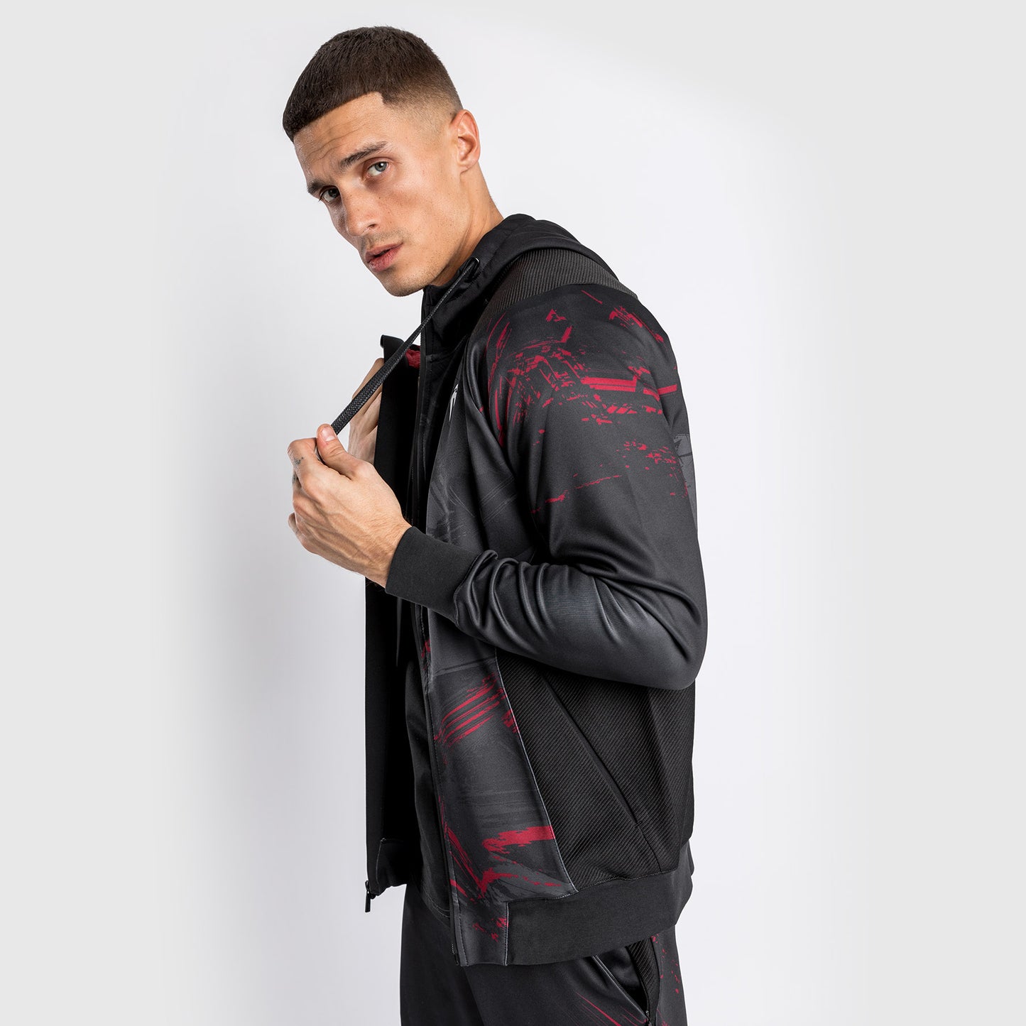 Felpa con zip UFC Venum Authentic Fight Week 2.0 - nero/rosso