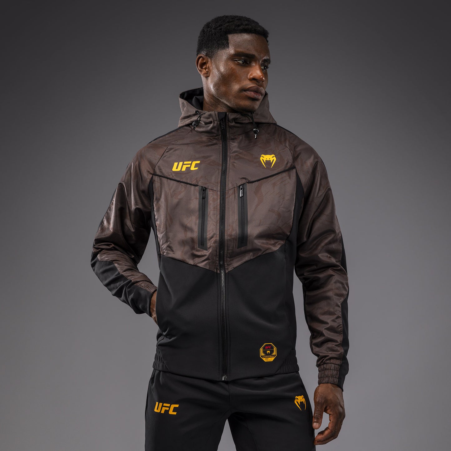 UFC Fusion by Venum Fight Week Felpa con Zip per Uomo - Marrone terra
