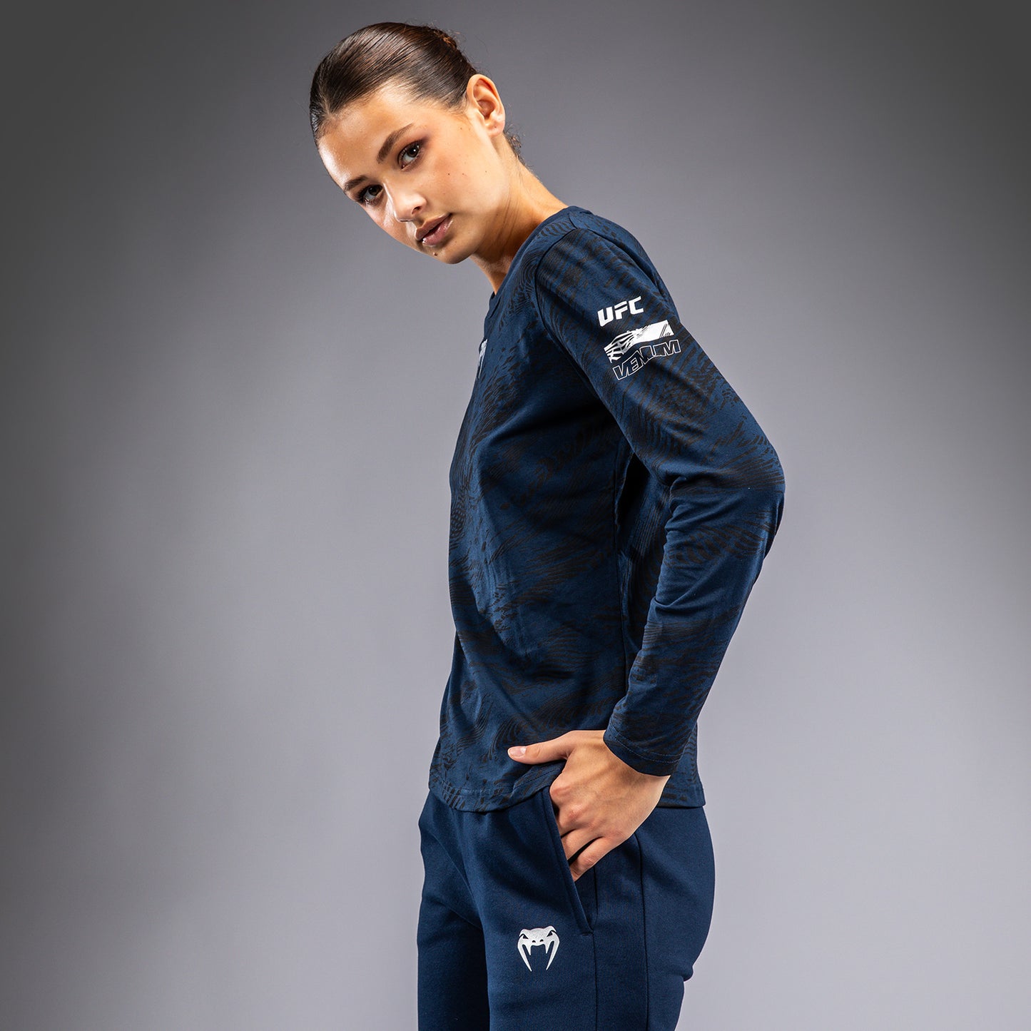 UFC Fusion by Venum Fight Week Maglietta a Manica Lunga in Cotone per Donna - Blu oceanico