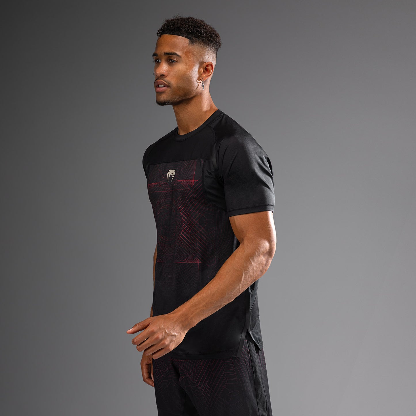 Venum G-Fit Air Maglietta Uomo Dry-Tech - Nero Profondo/Rosso Fuoco