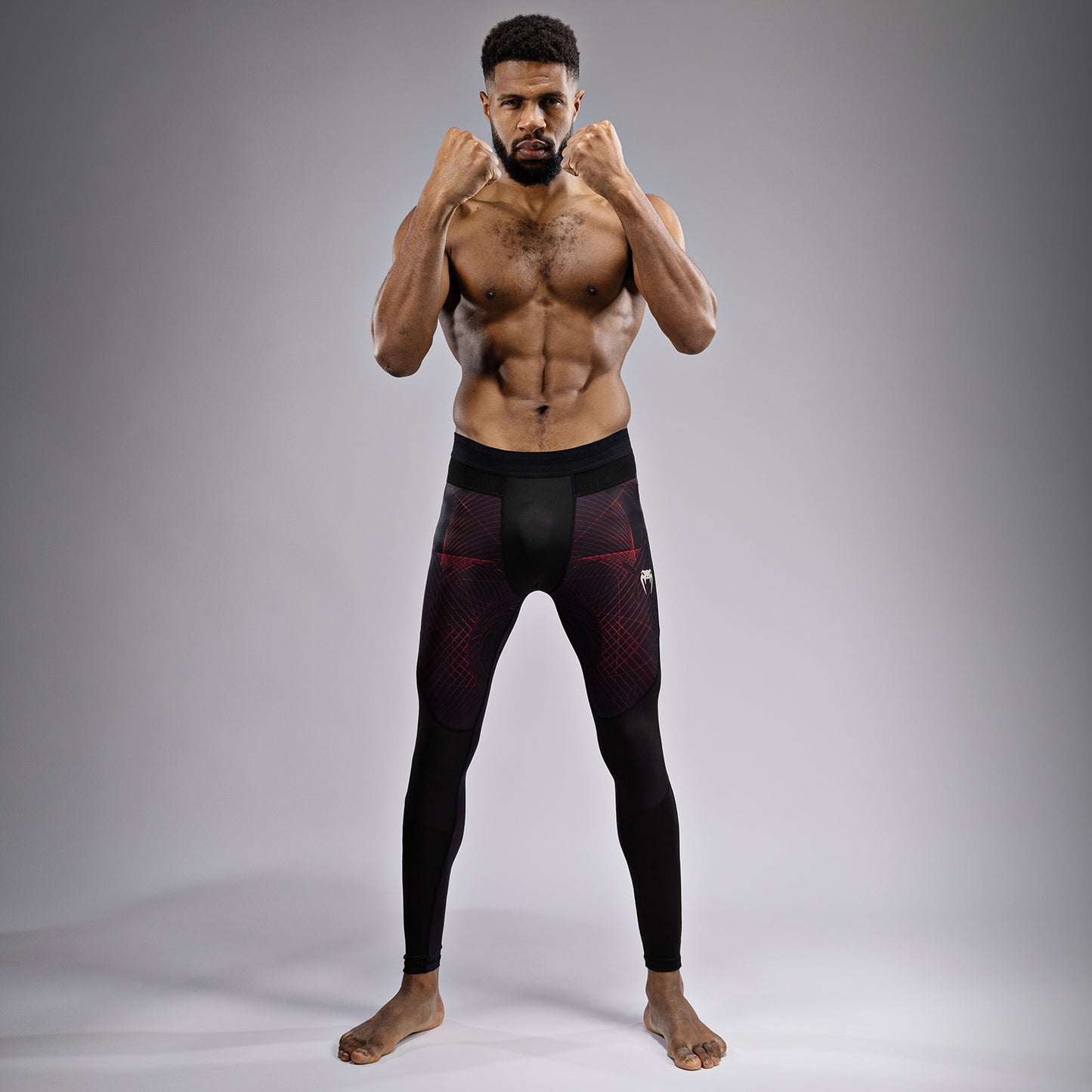 Venum G-Fit Air Pantaloni a compressione - Nero Profondo/Rosso Fuoco